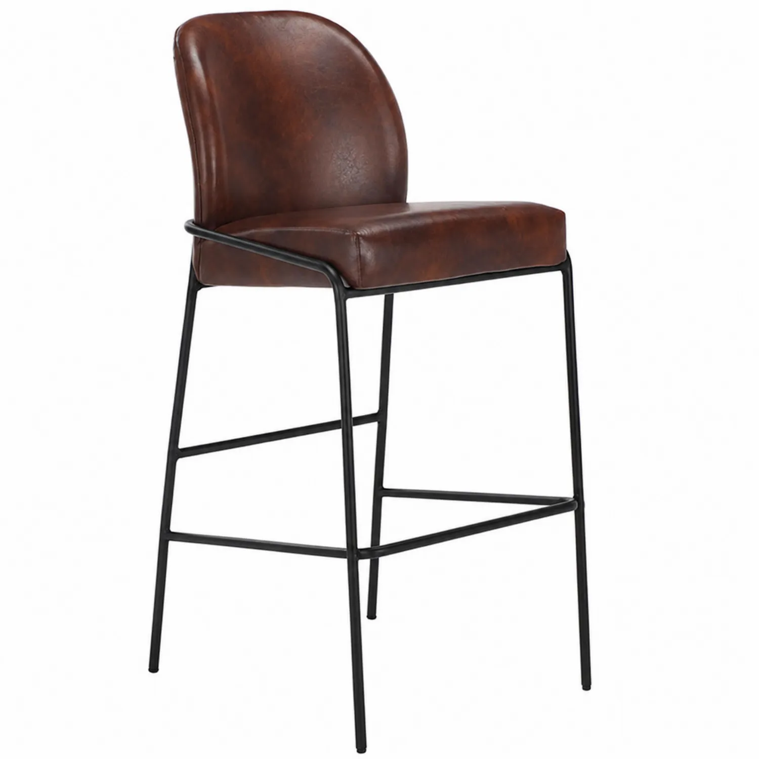 Tabouret de bar en cuir et métal Marron-brixtrivoqal