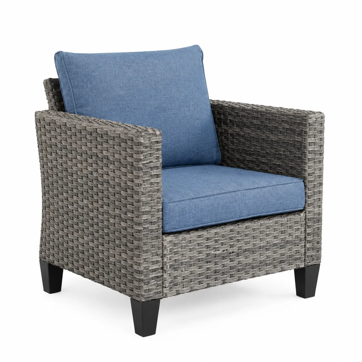 Fauteuil en résine tressée avec coussins en polyester-brixtrivoqal