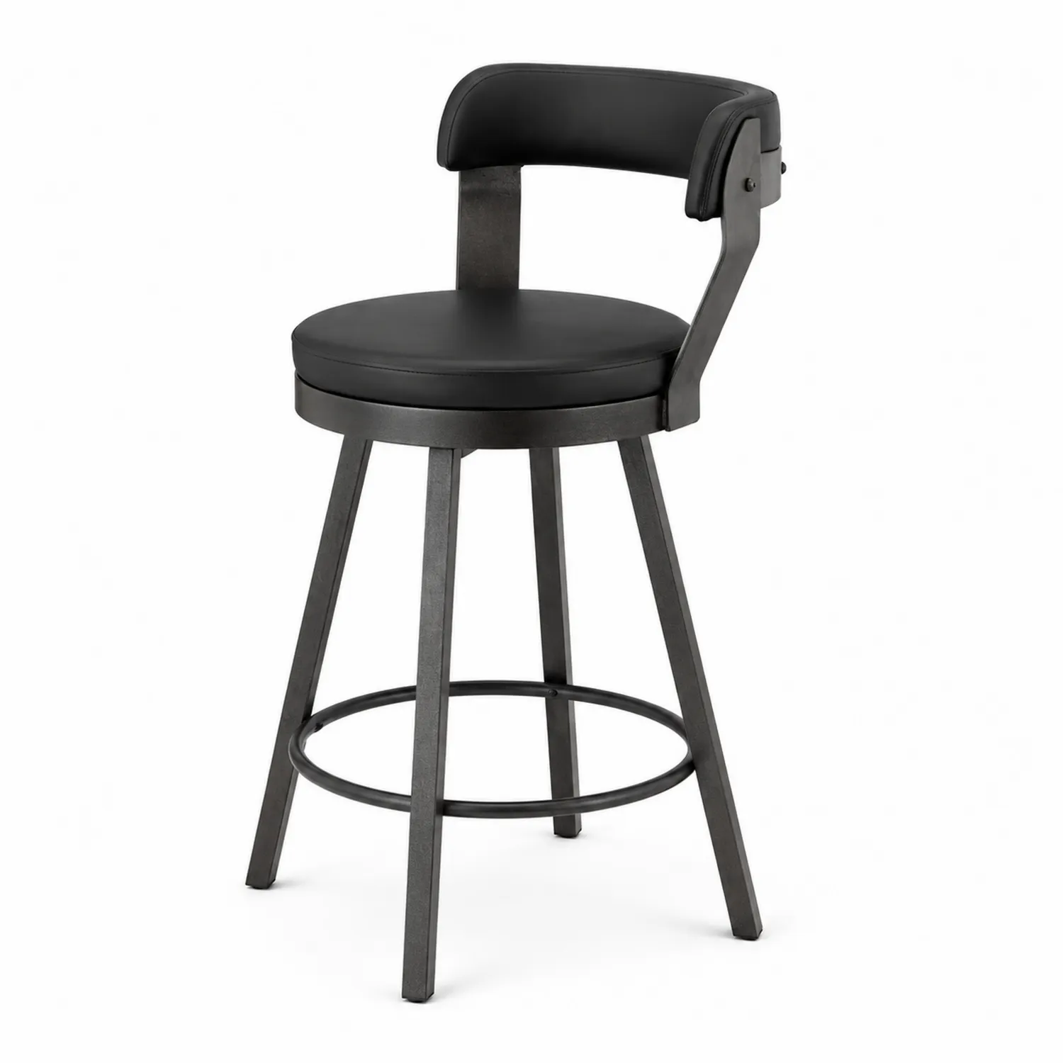 Tabouret de bar en métal et similicuir noir-brixtrivoqal