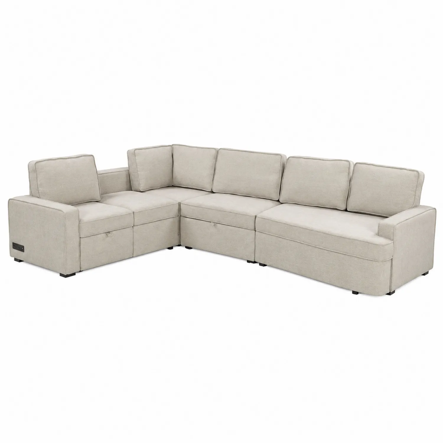 Canapé sectionnel en L en tissu Beige-brixtrivoqal