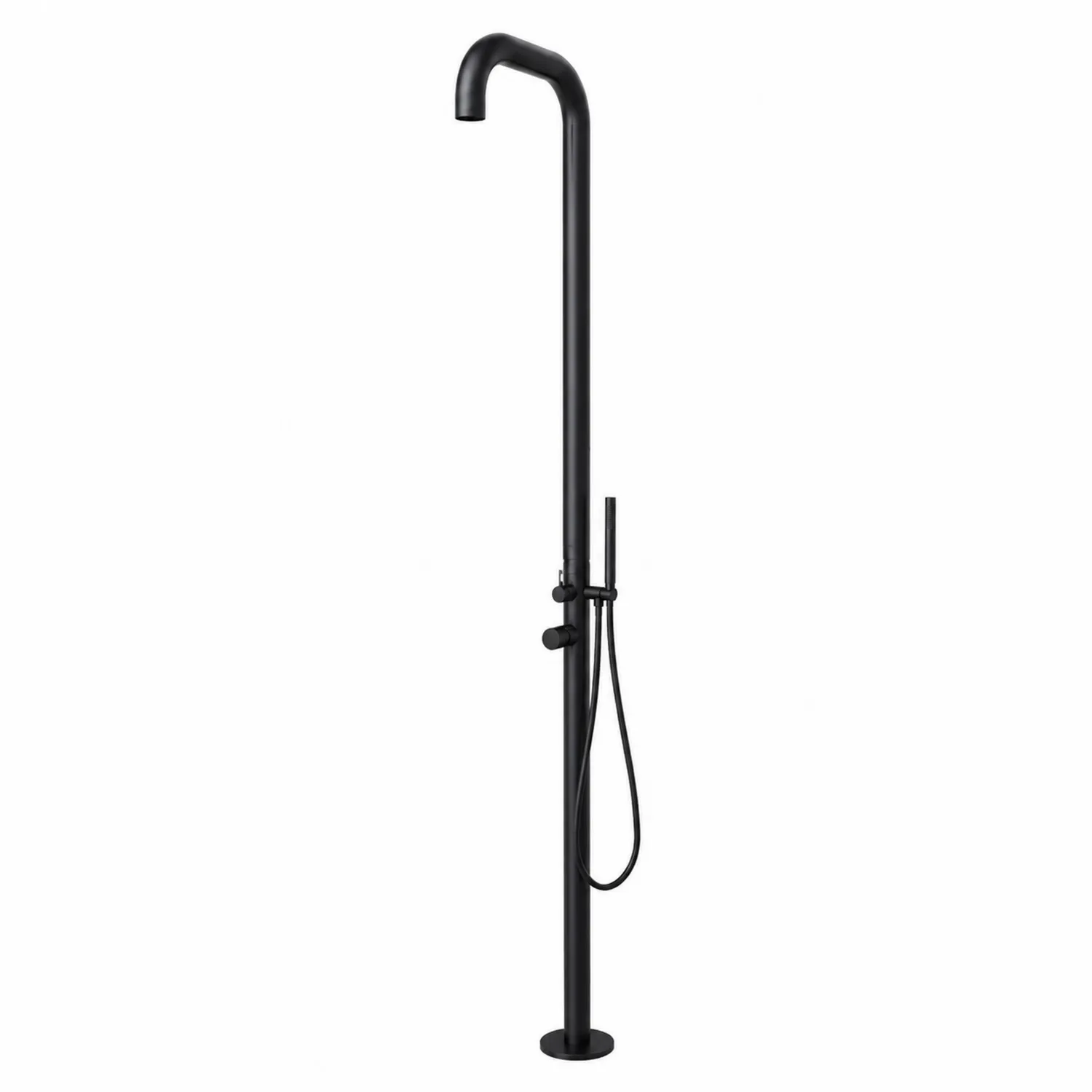 Douche extérieure en métal noir avec pommeau et tuyau-brixtrivoqal