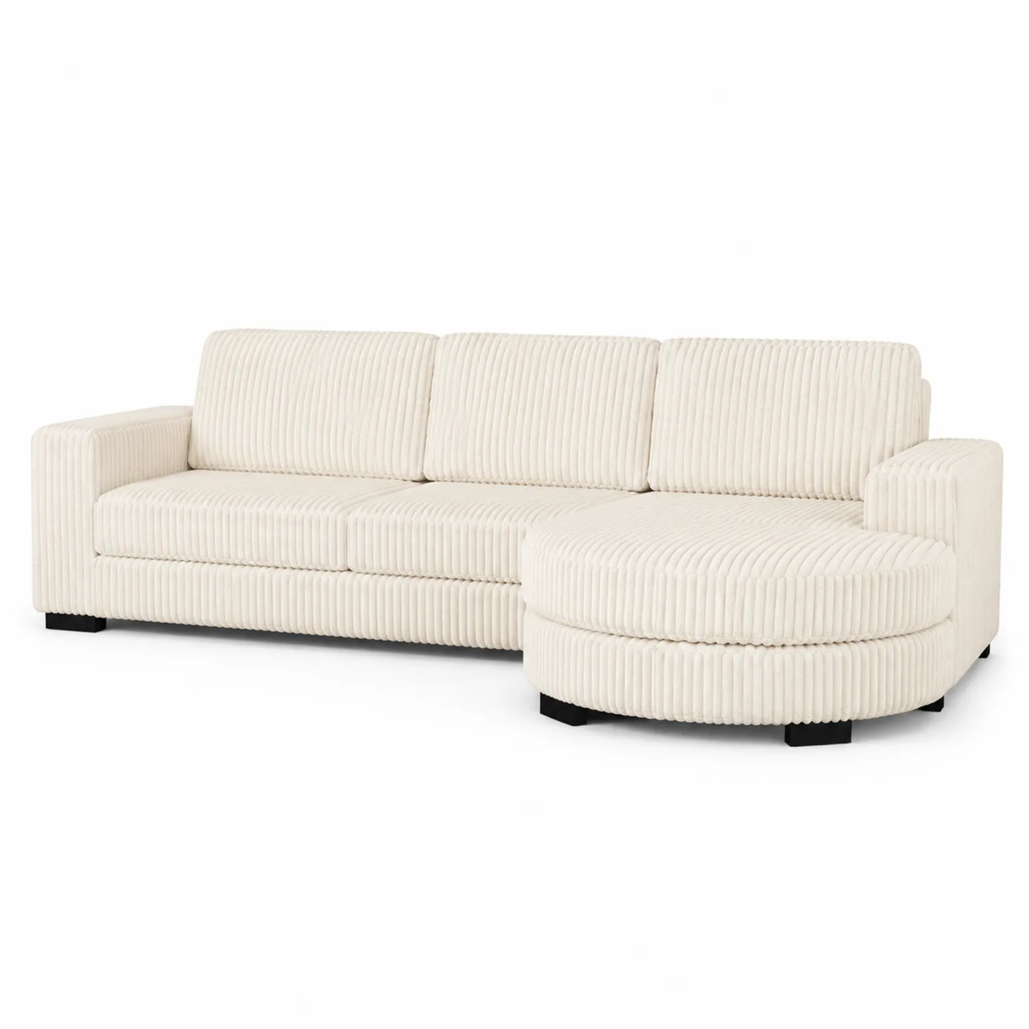 Canapé sectionnel en bois et velours côtelé Beige-brixtrivoqal