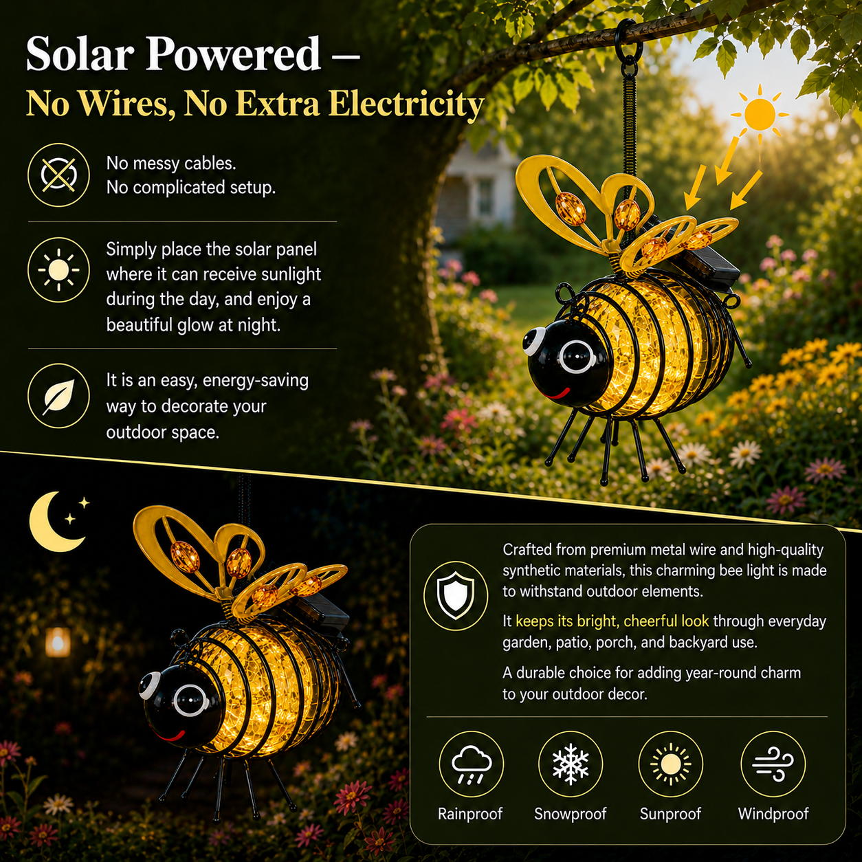🔥70% OFF 🐝Solar Bee Garden Light