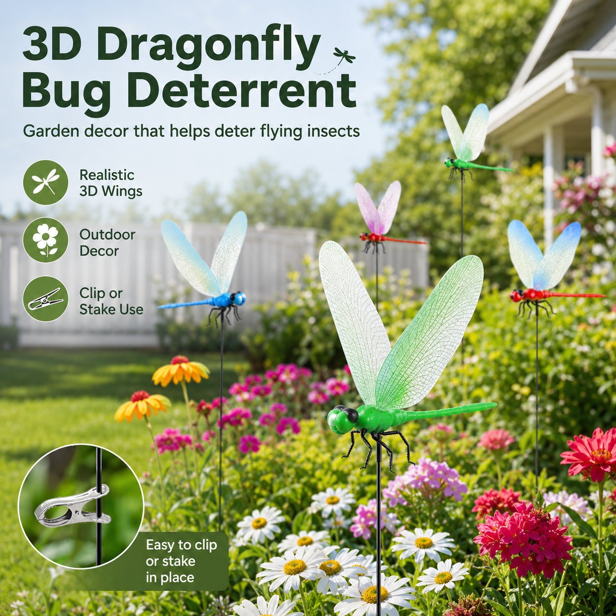 Dragonfly Garden Sculptures - Realistic 3D Predator Decoys 3/8/16/32 PCS