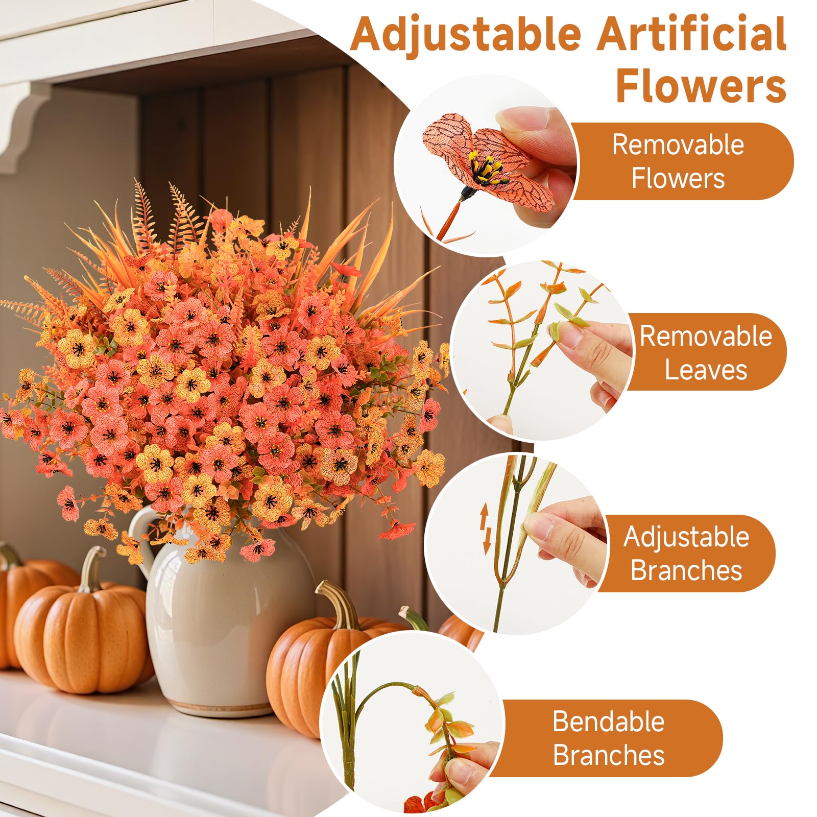 🔥75% OFF🎃Realistic Fall Fake Flowers🌸🍂