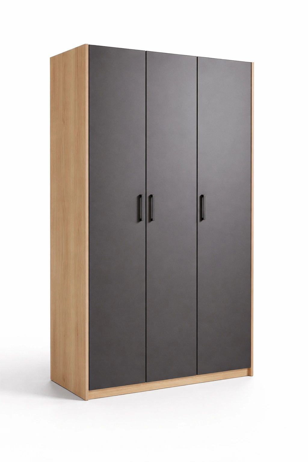 Armoire bois clair gris portes battantes design épuré