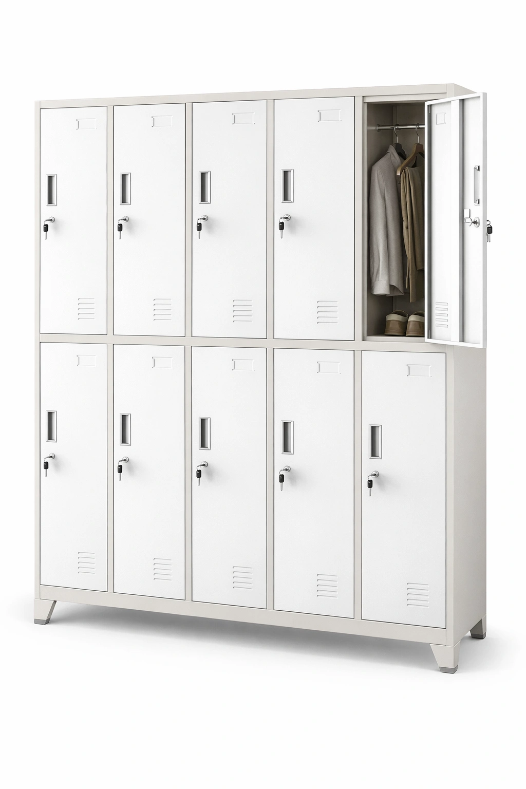 Armoire métal blanc casiers multiples portes verrouillables