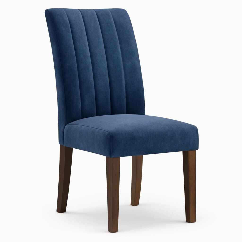 Chaise salle à manger tissu bleu bois