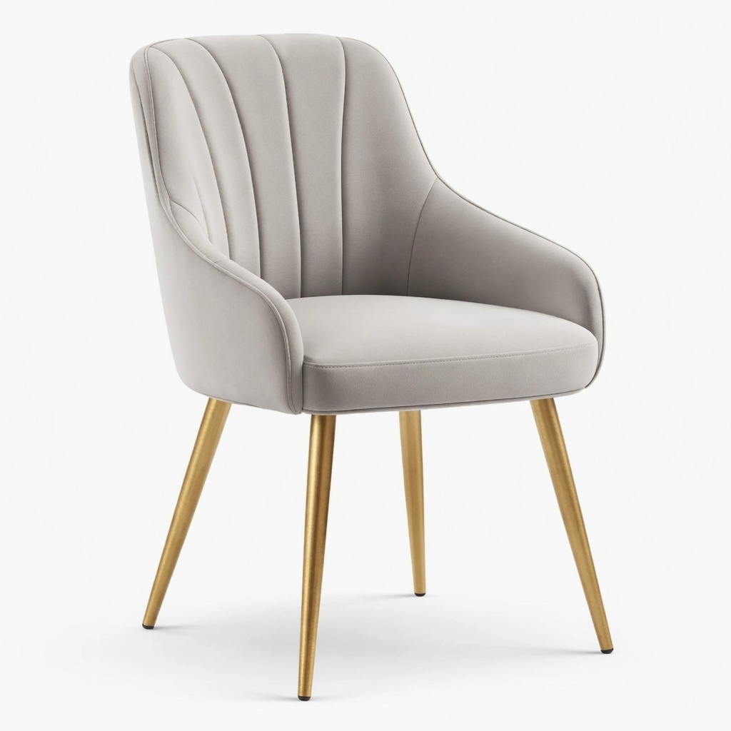 Chaise salle à manger tissu gris métal doré