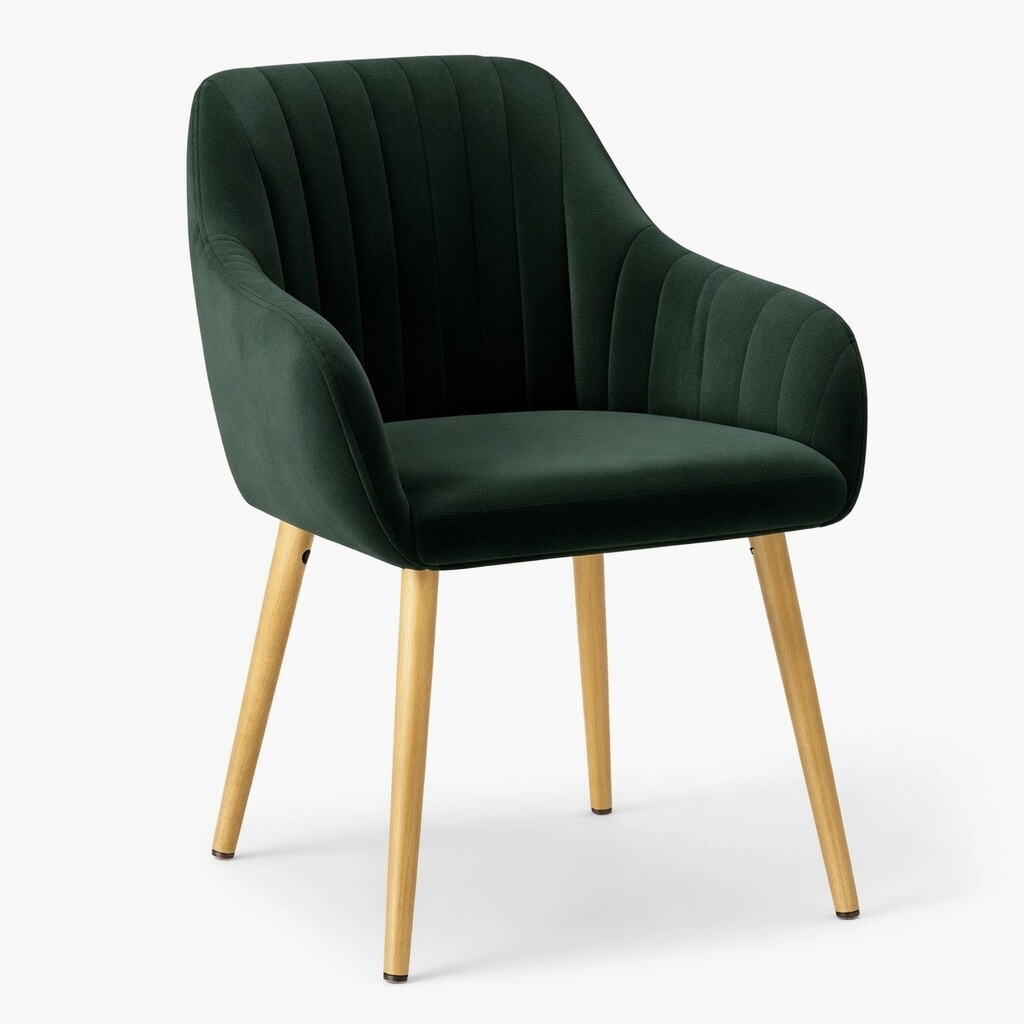 Chaise salle à manger velours vert bois