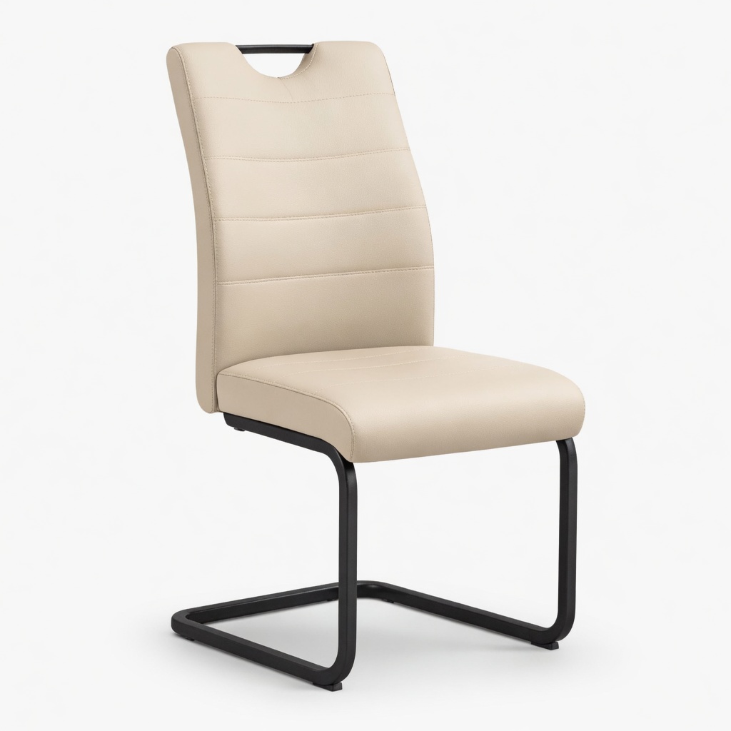 Chaise salle à manger simili cuir beige métal noir-scandlivo