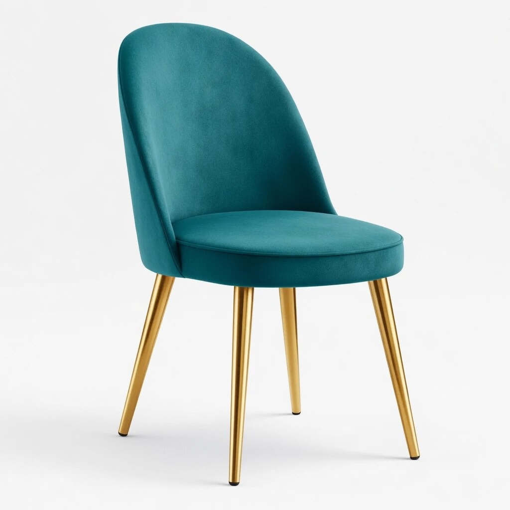Chaise salle à manger velours rose métal doré-scandlivo