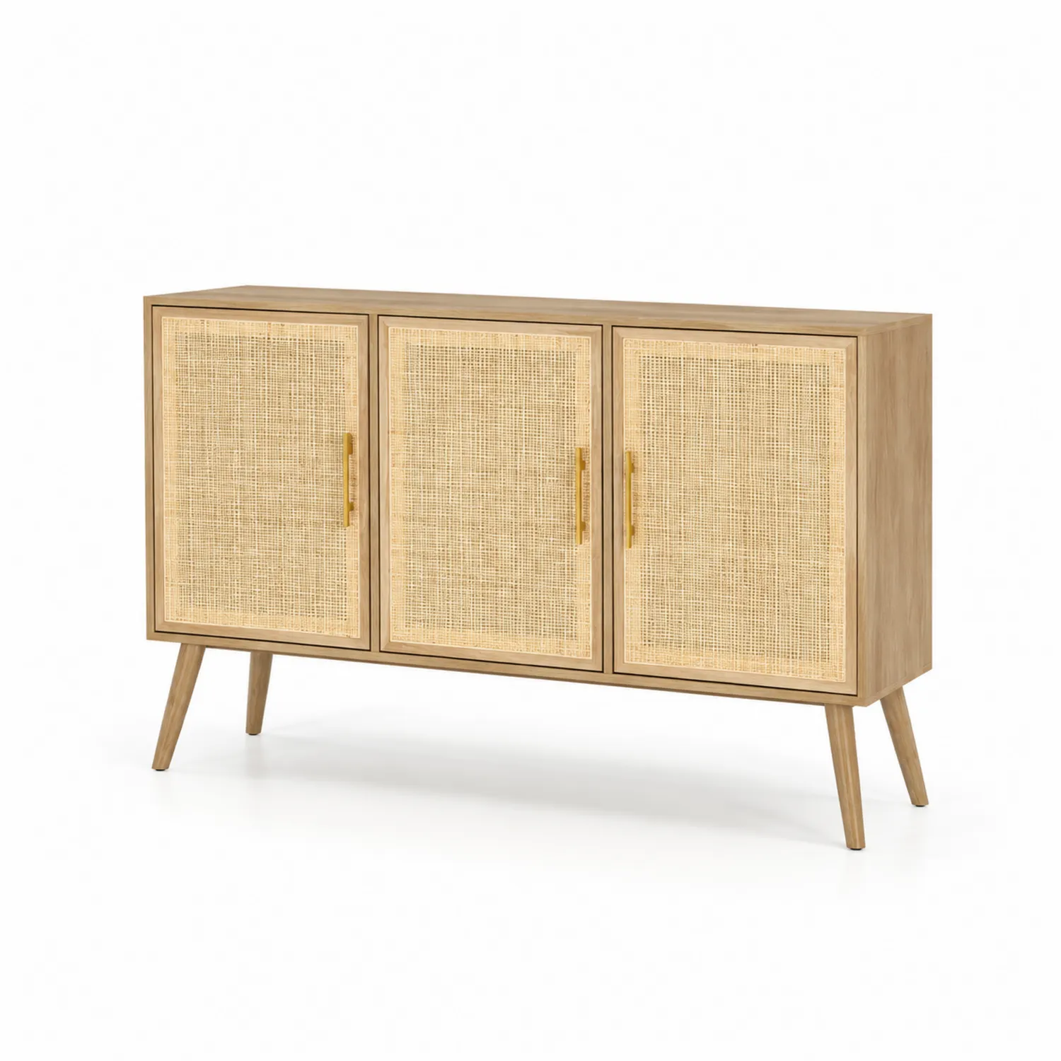 Buffet en bois avec portes en rotin 3 portes