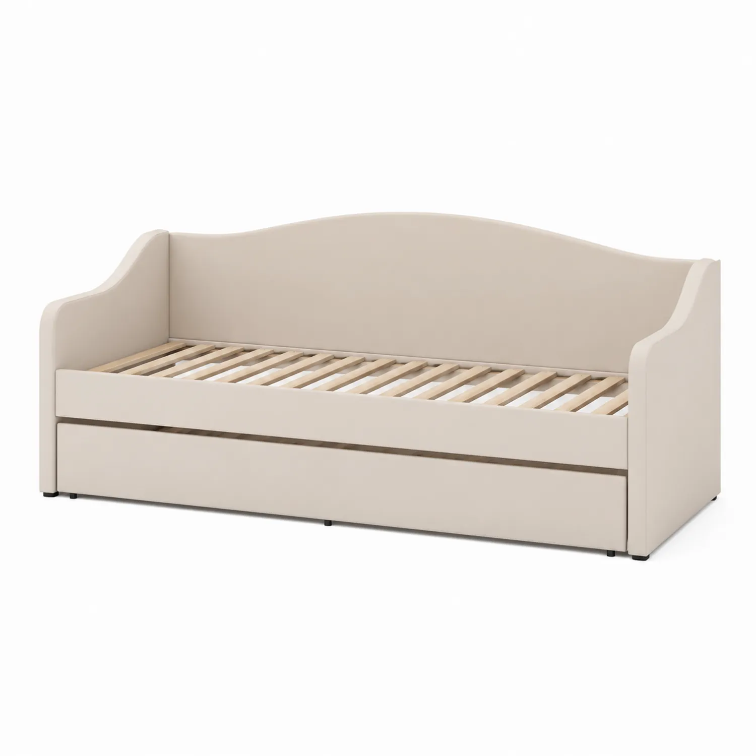 Lit de repos avec tiroir en tissu polyester beige