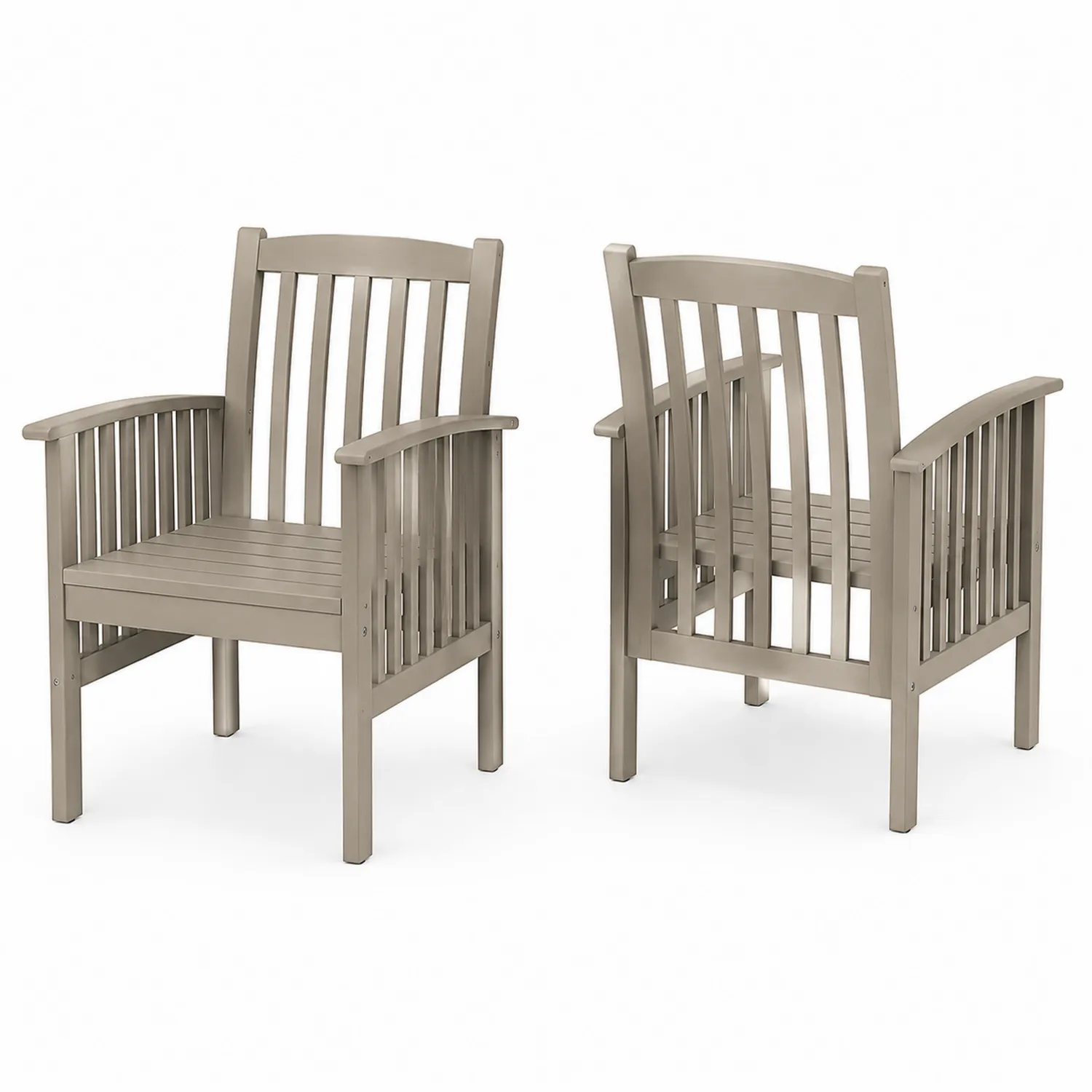 Chaises de jardin en bois d'acacia gris clair 60x58x92 cm, lot de 2