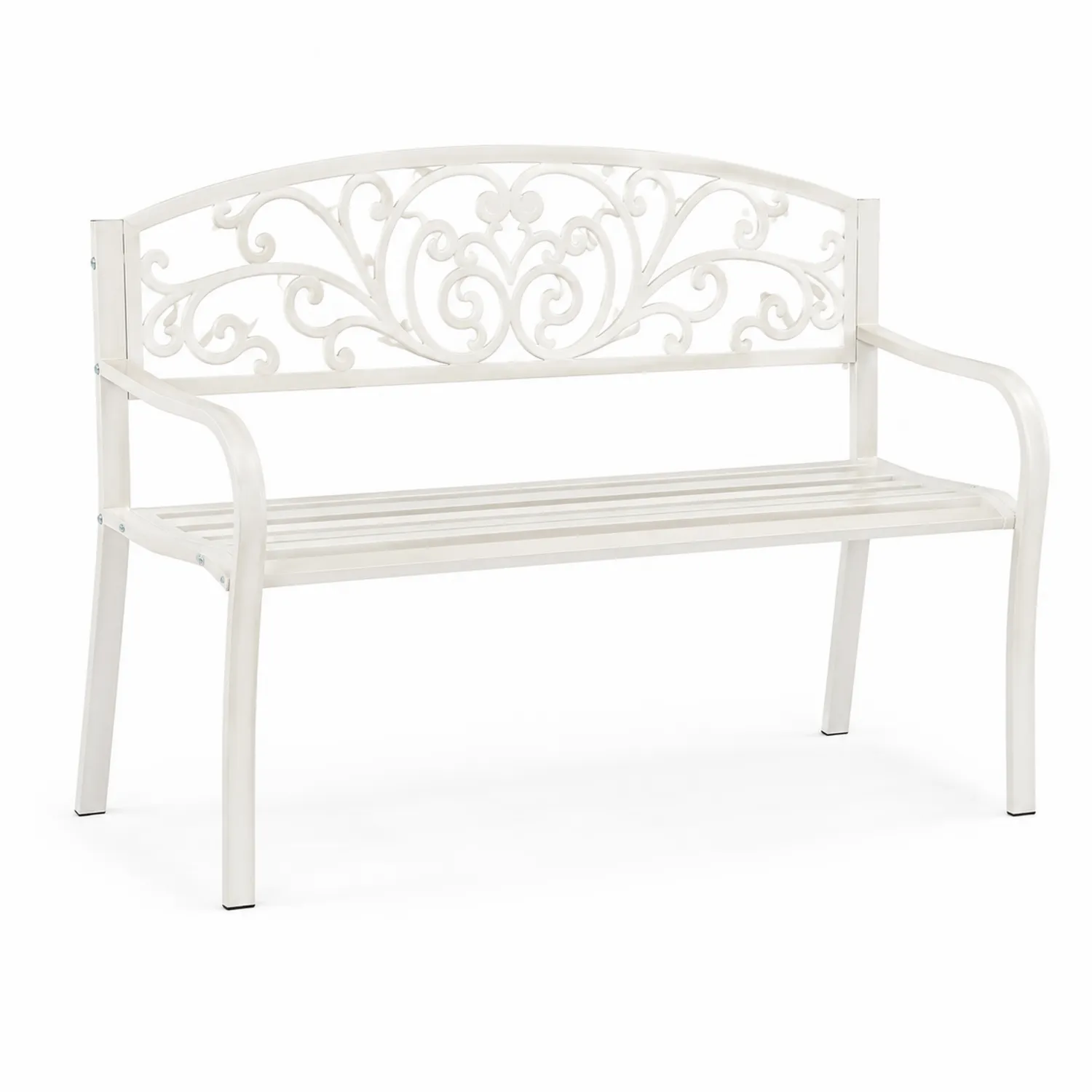 Banc d'extérieur en métal Blanc 128 cm