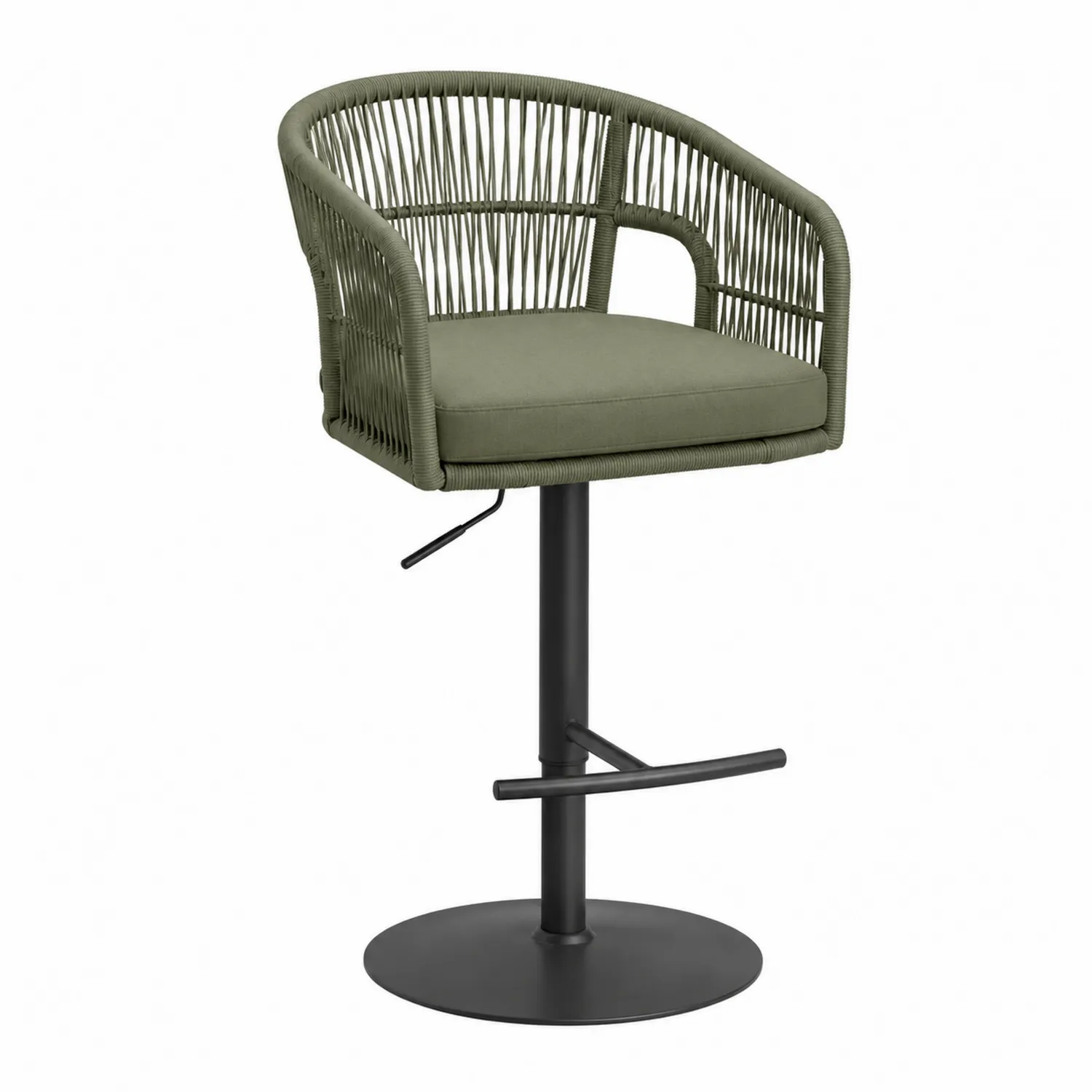 Tabouret de bar réglable en corde et métal vert