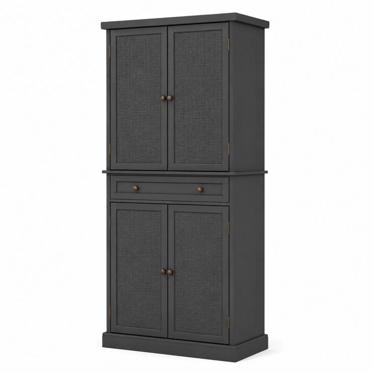 Armoire de rangement en bois MDF et tissu gris foncé, 180 cm