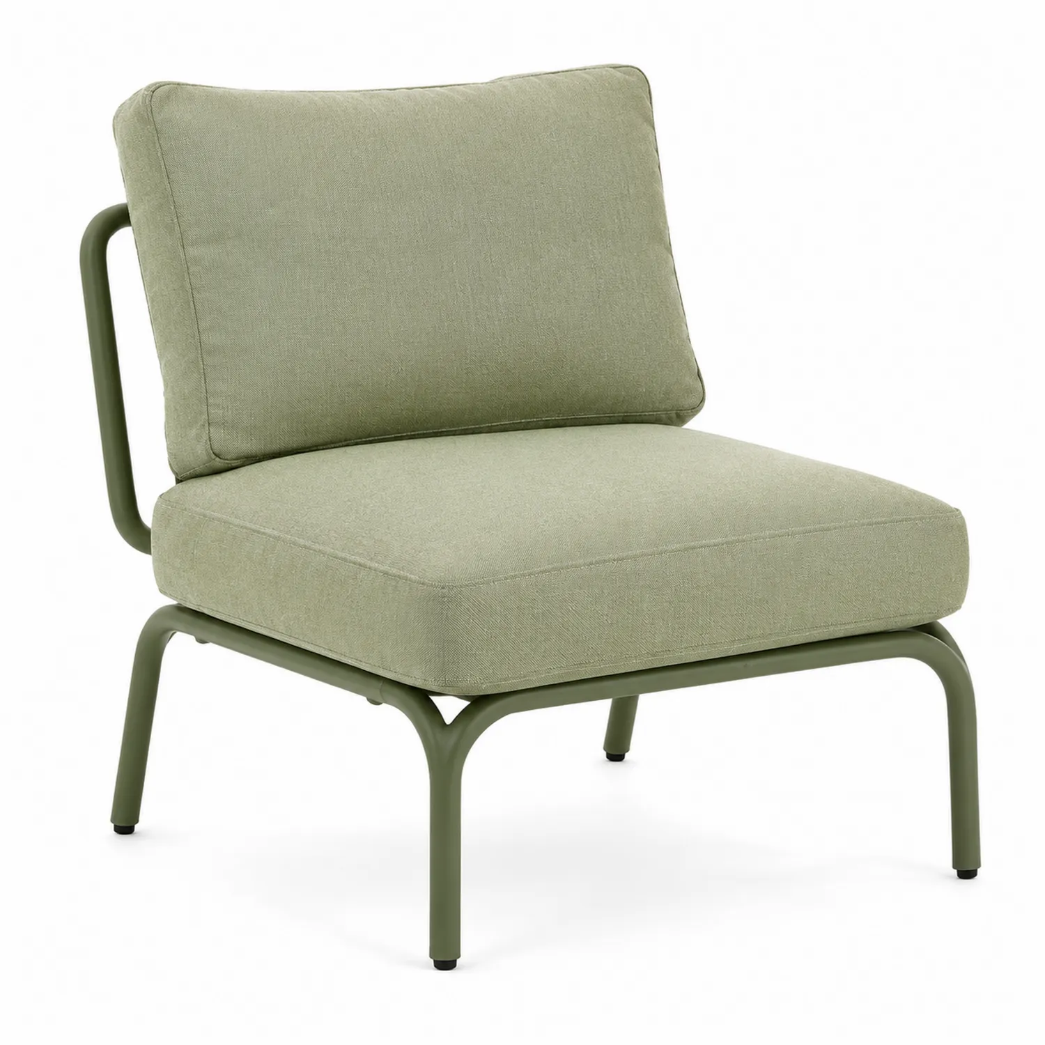 Fauteuil d'extérieur en métal et polyester vert