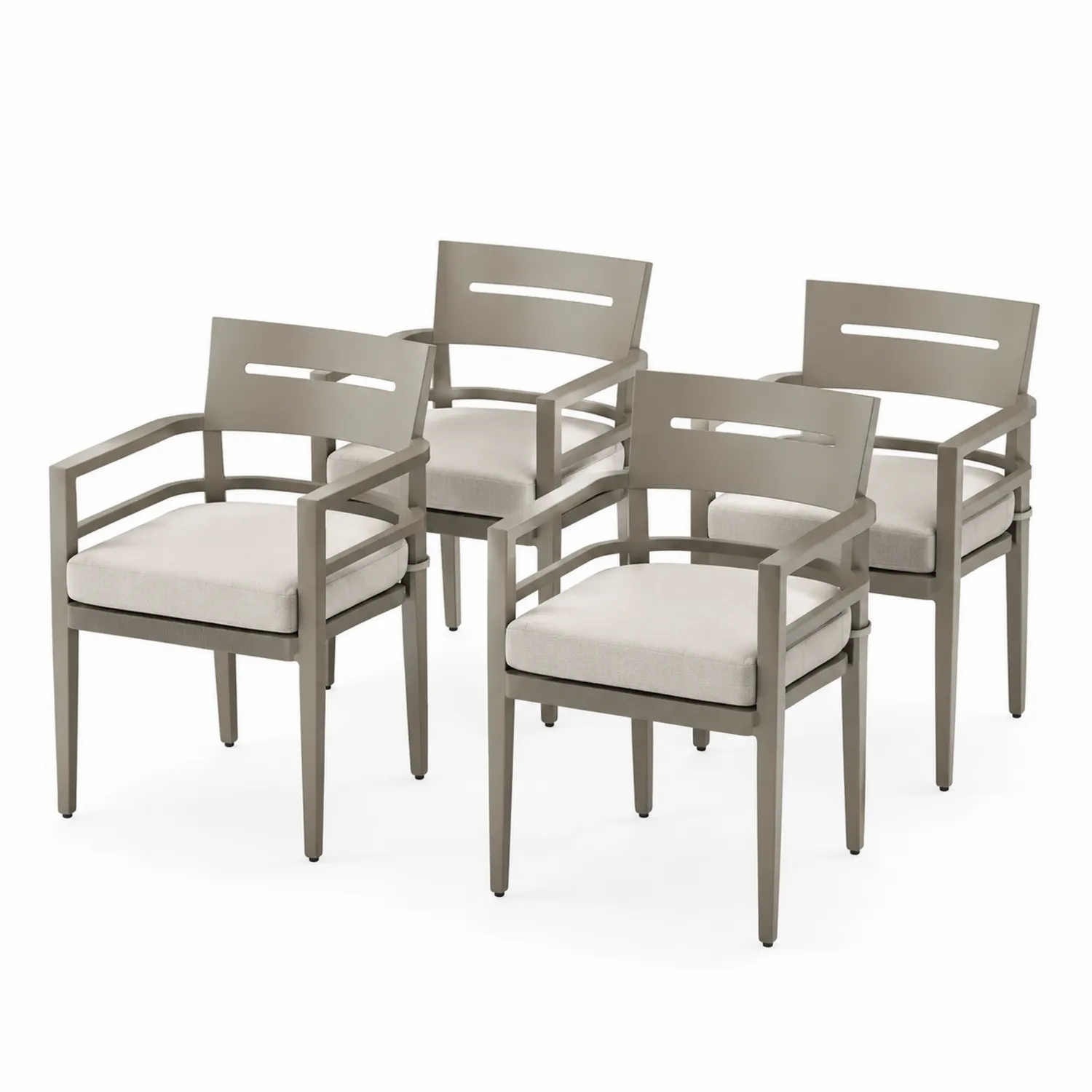 Ensemble de 4 chaises d'extérieur en aluminium avec coussins en polyester