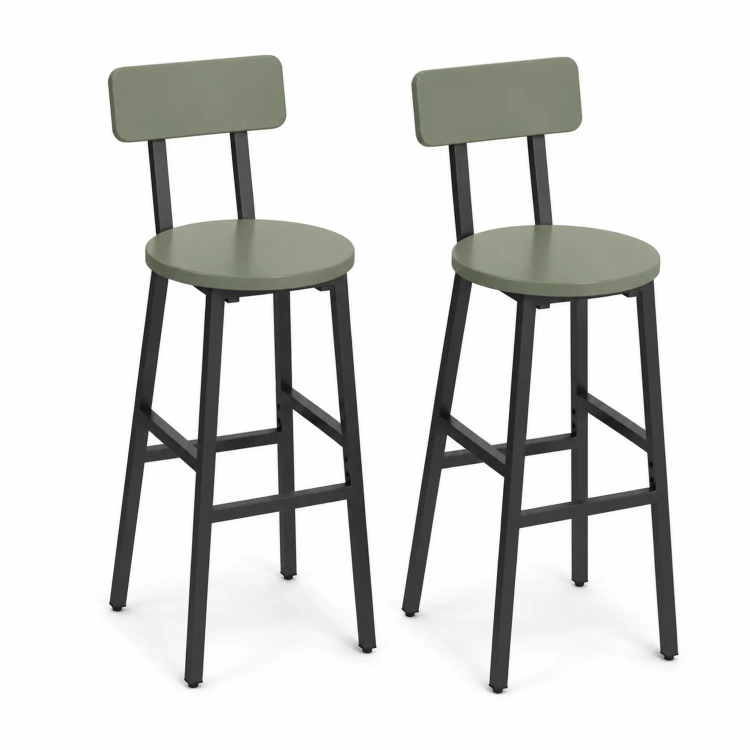 Lot de 2 tabourets de bar en métal et bois Verde 75 cm