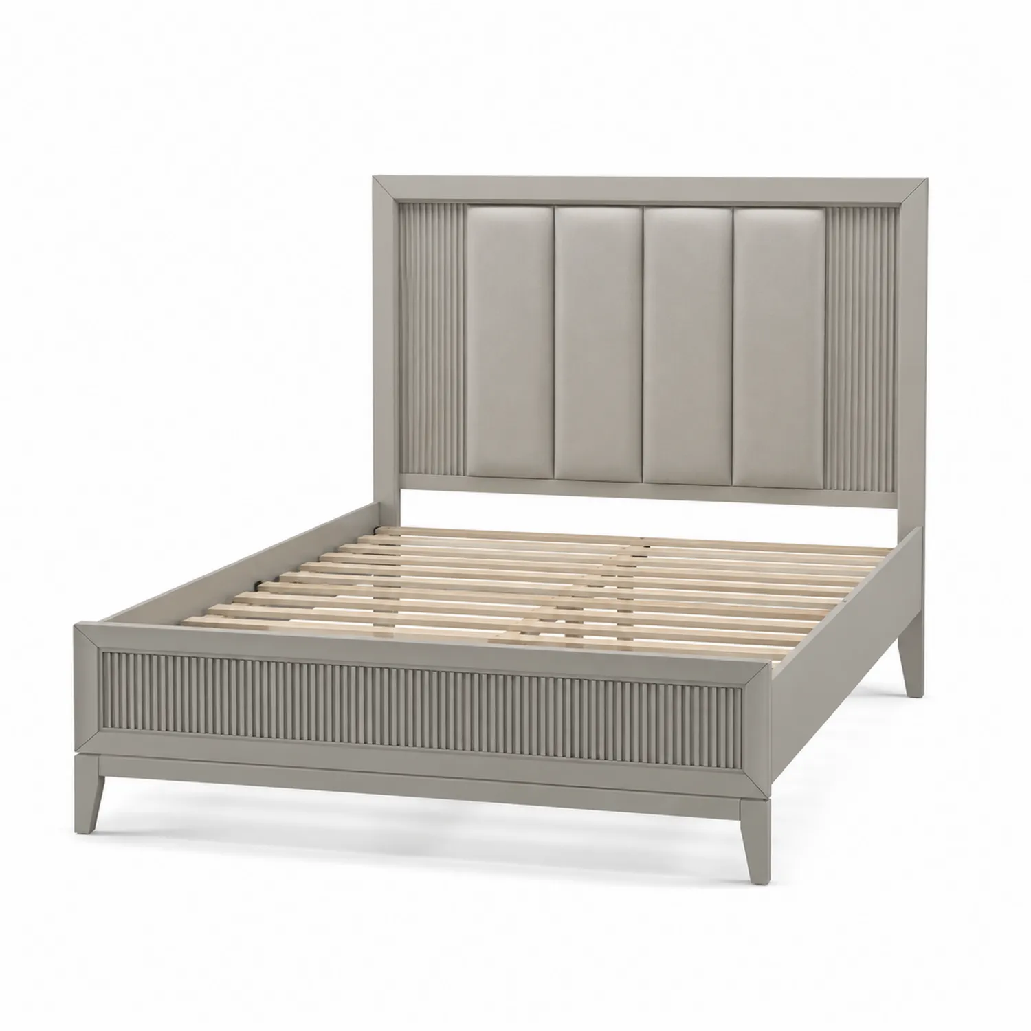 Lit en bois MDF avec tête de lit rembourrée en cuir 200x160 cm