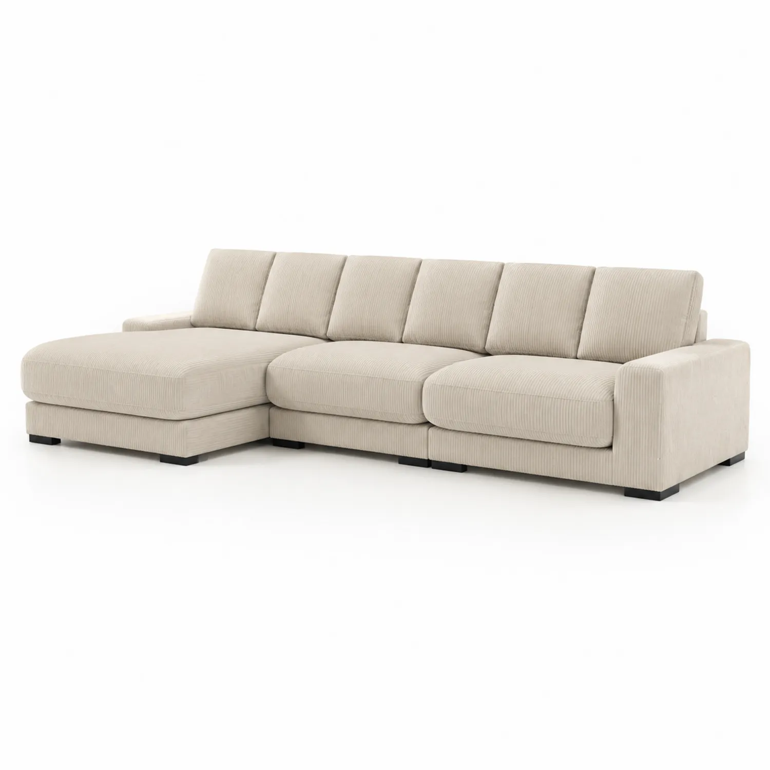 Canapé d'angle modulable en velours côtelé Beige