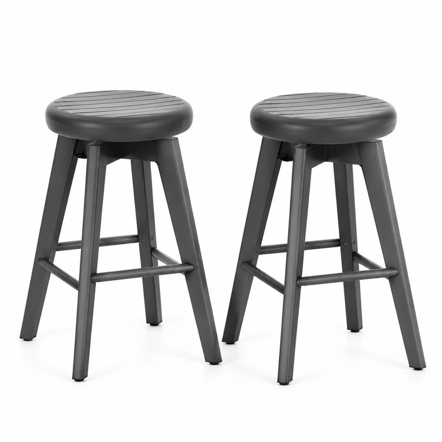 Tabourets de bar en métal quatre pieds Noir, ensemble de 2, 75 cm