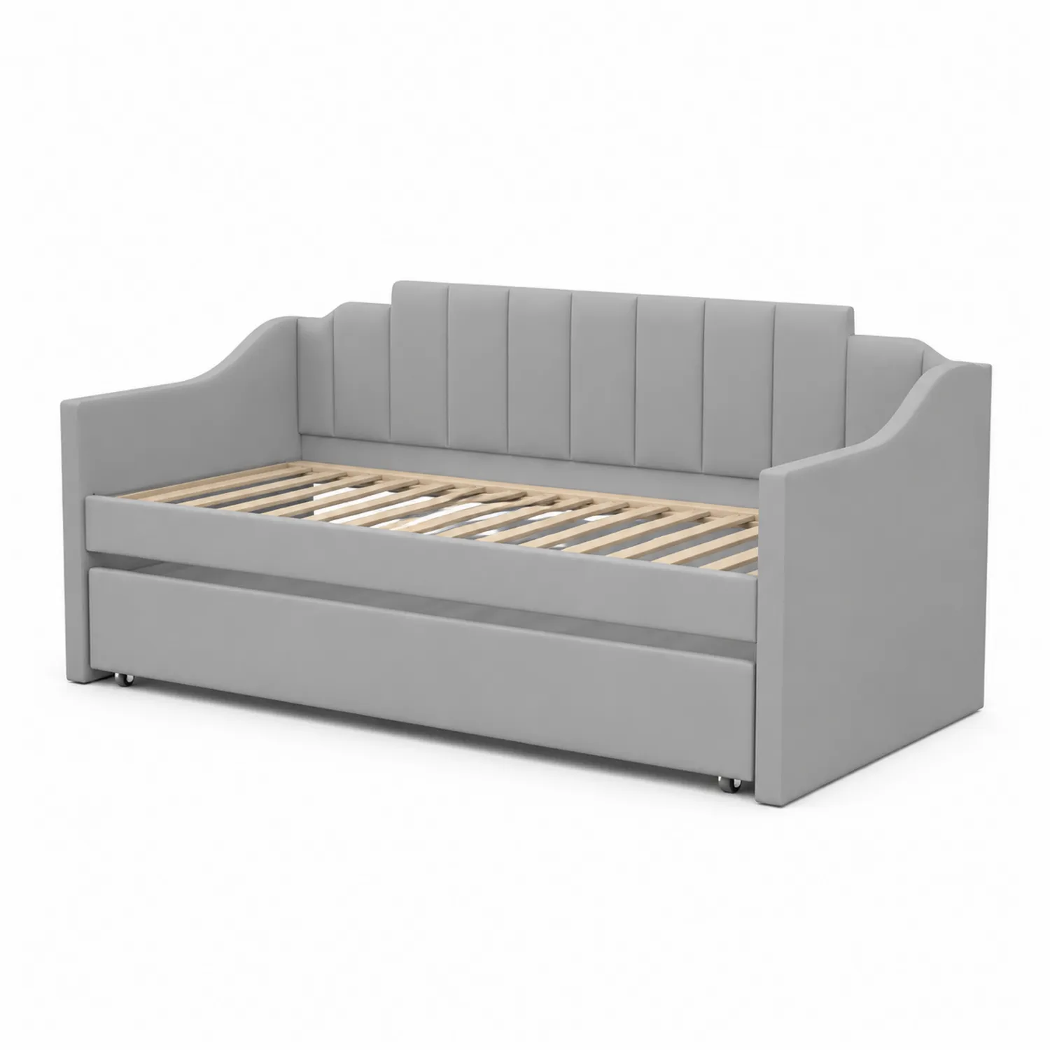 Lit banquette avec rangement tissu gris 200x90cm
