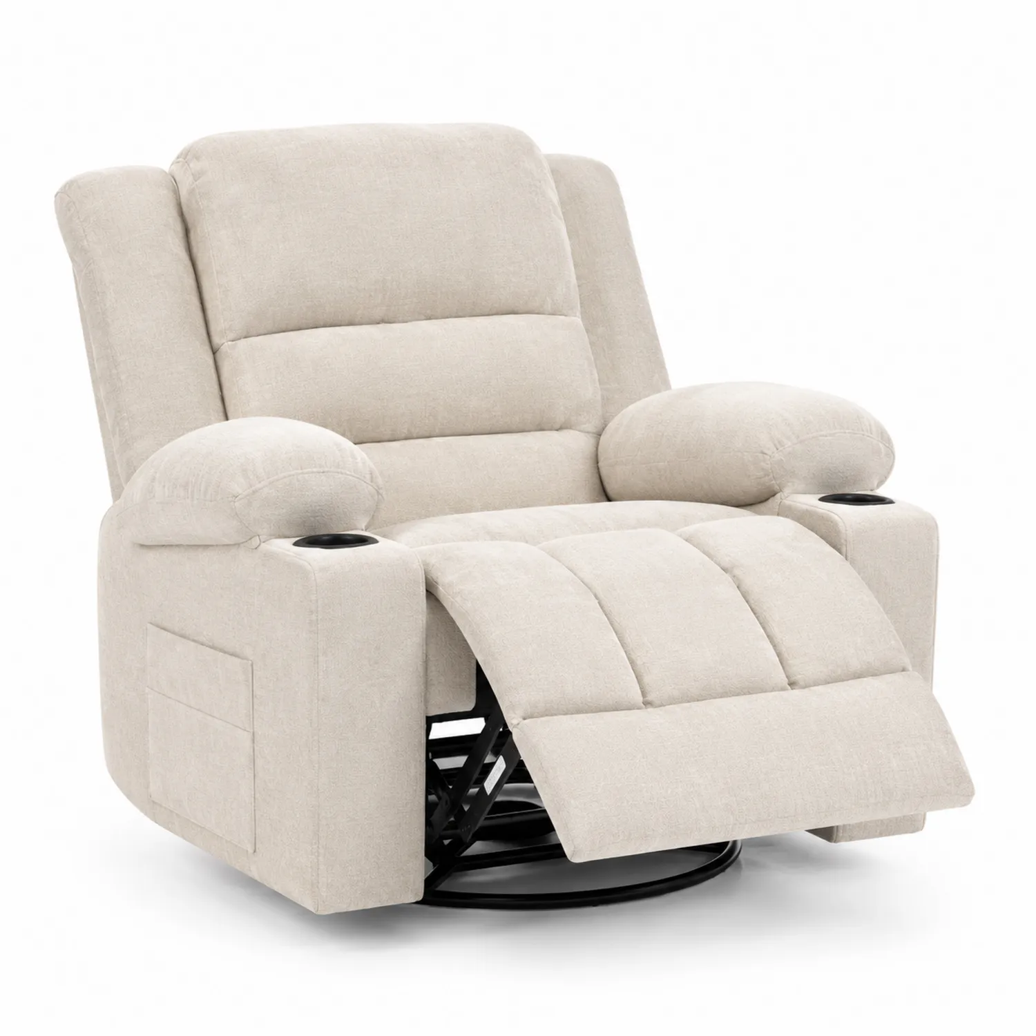 Fauteuil en tissu polyester avec porte-gobelets