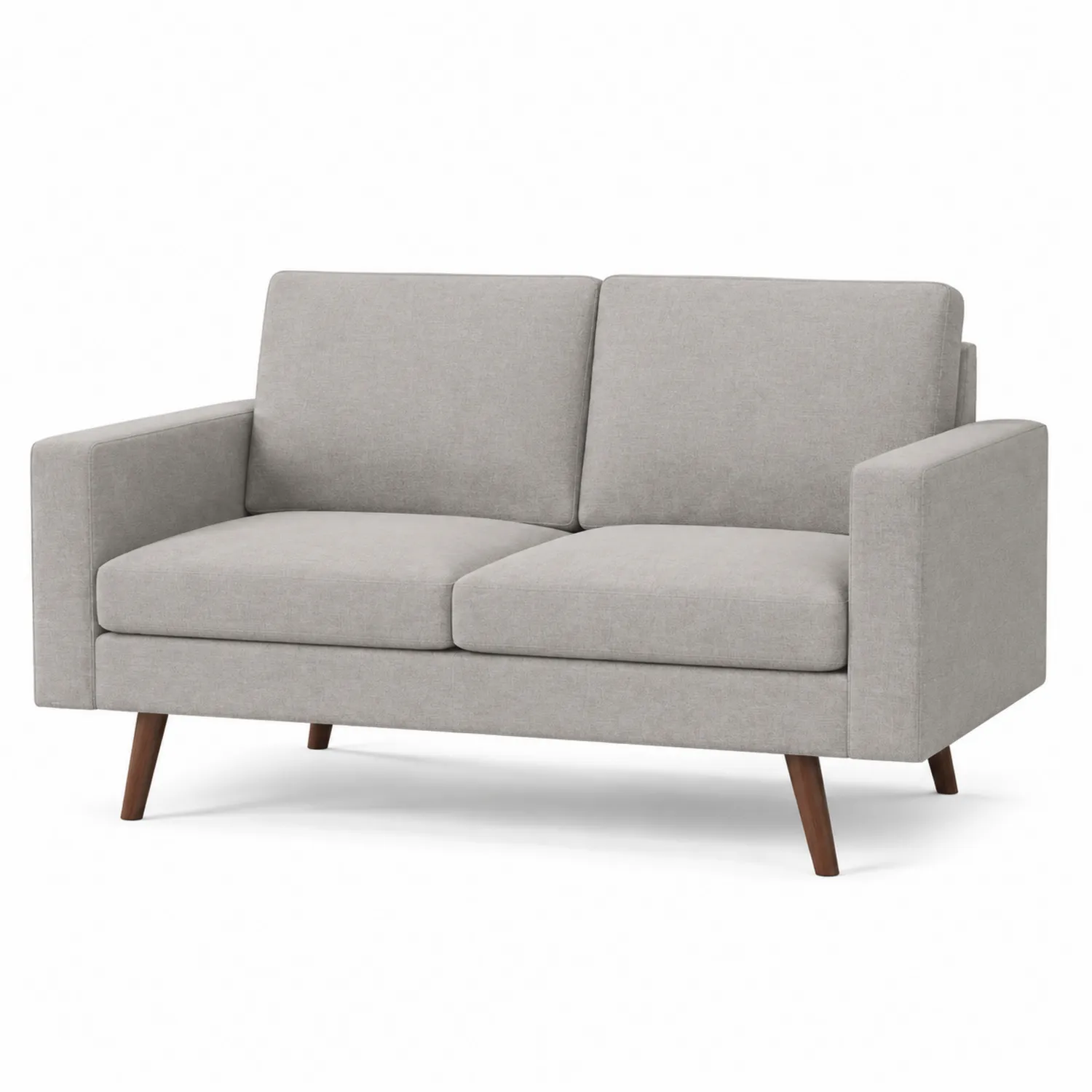 Canapé 2 places en tissu polyester Gris Clair avec pieds en bois