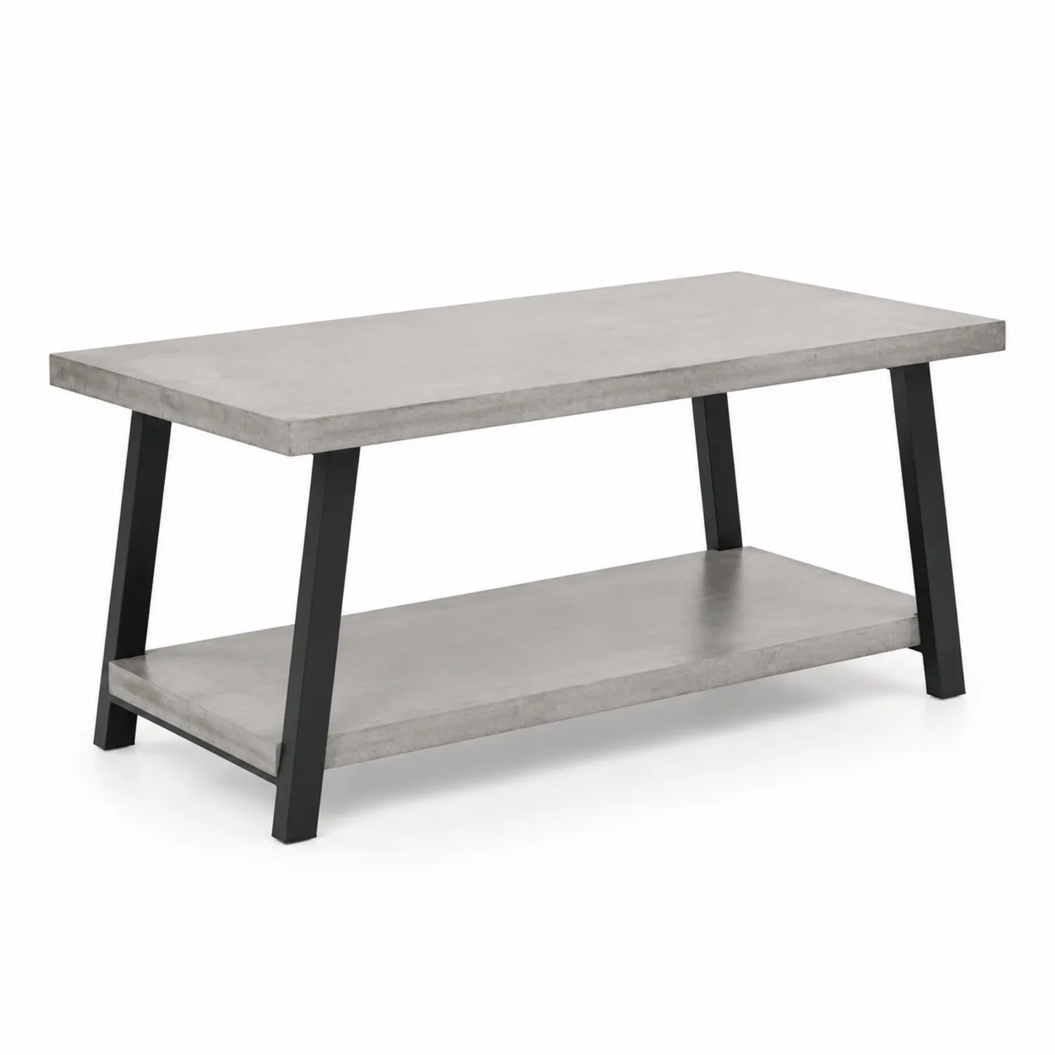 Table basse rectangulaire en béton et métal gris