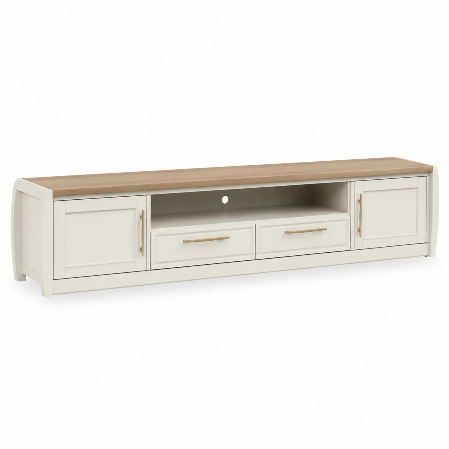 Meuble TV en Bois MDF avec Placage Chêne 220x40x50 cm