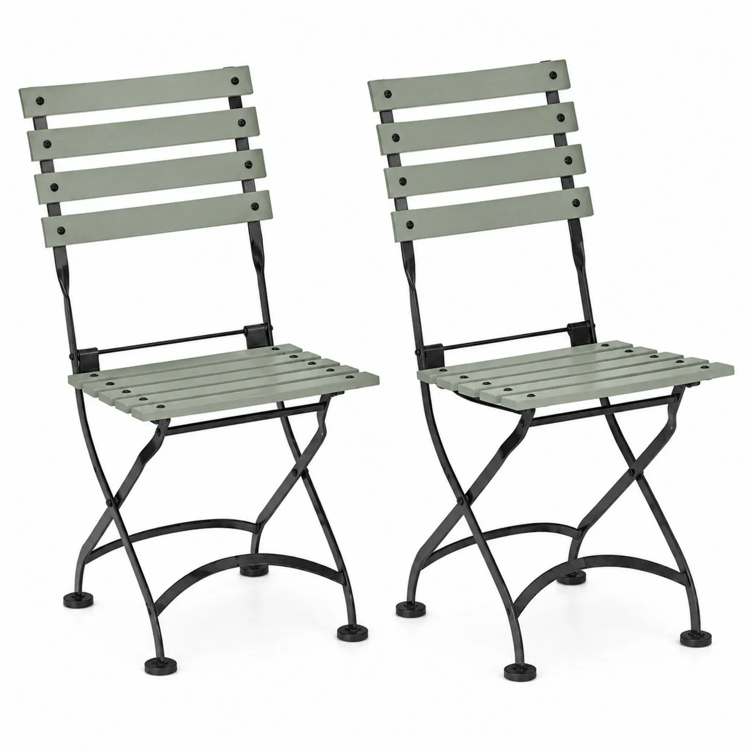 Lot de 2 chaises pliantes en bois et métal Vert Clair