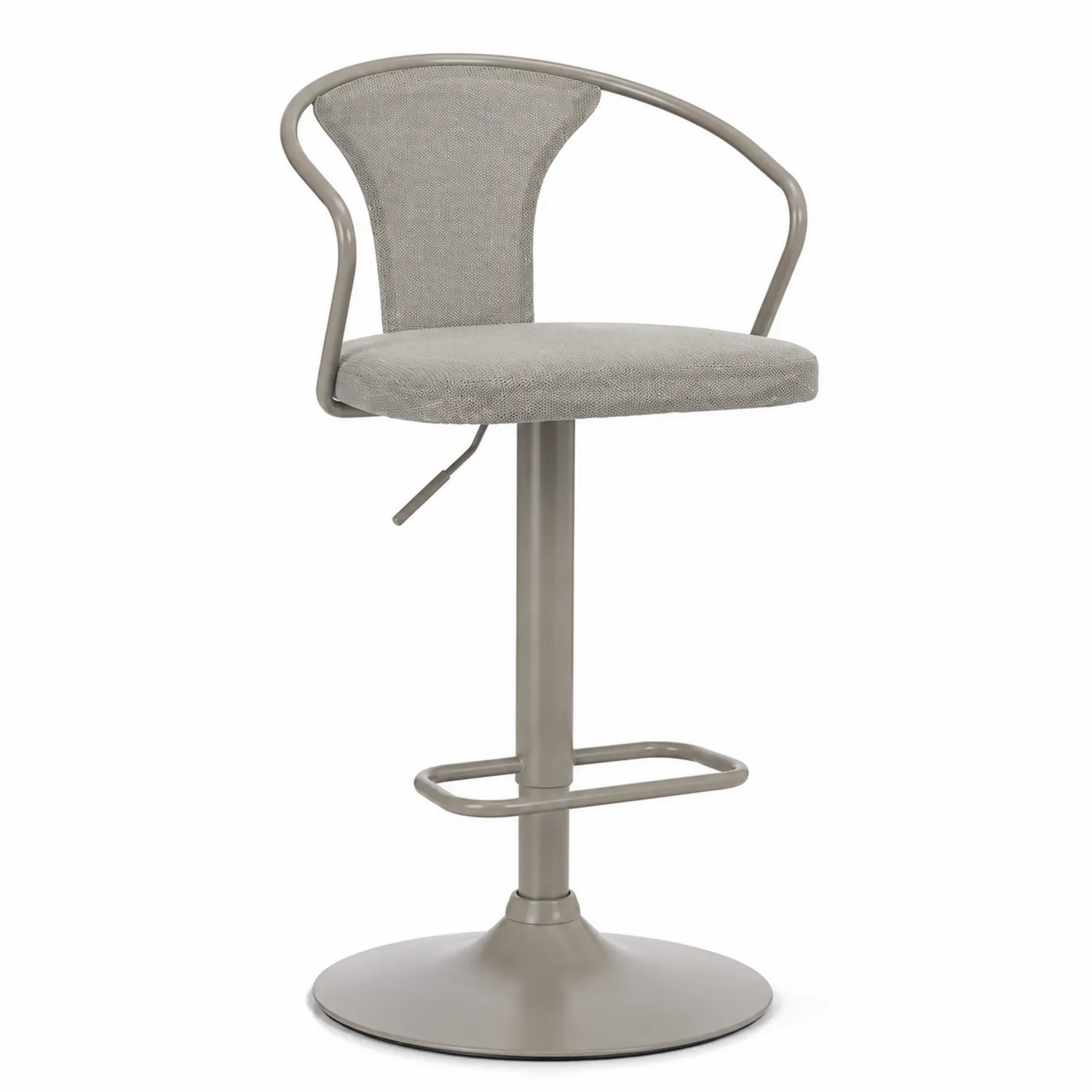 Tabouret de bar réglable en métal et tissu polyester gris