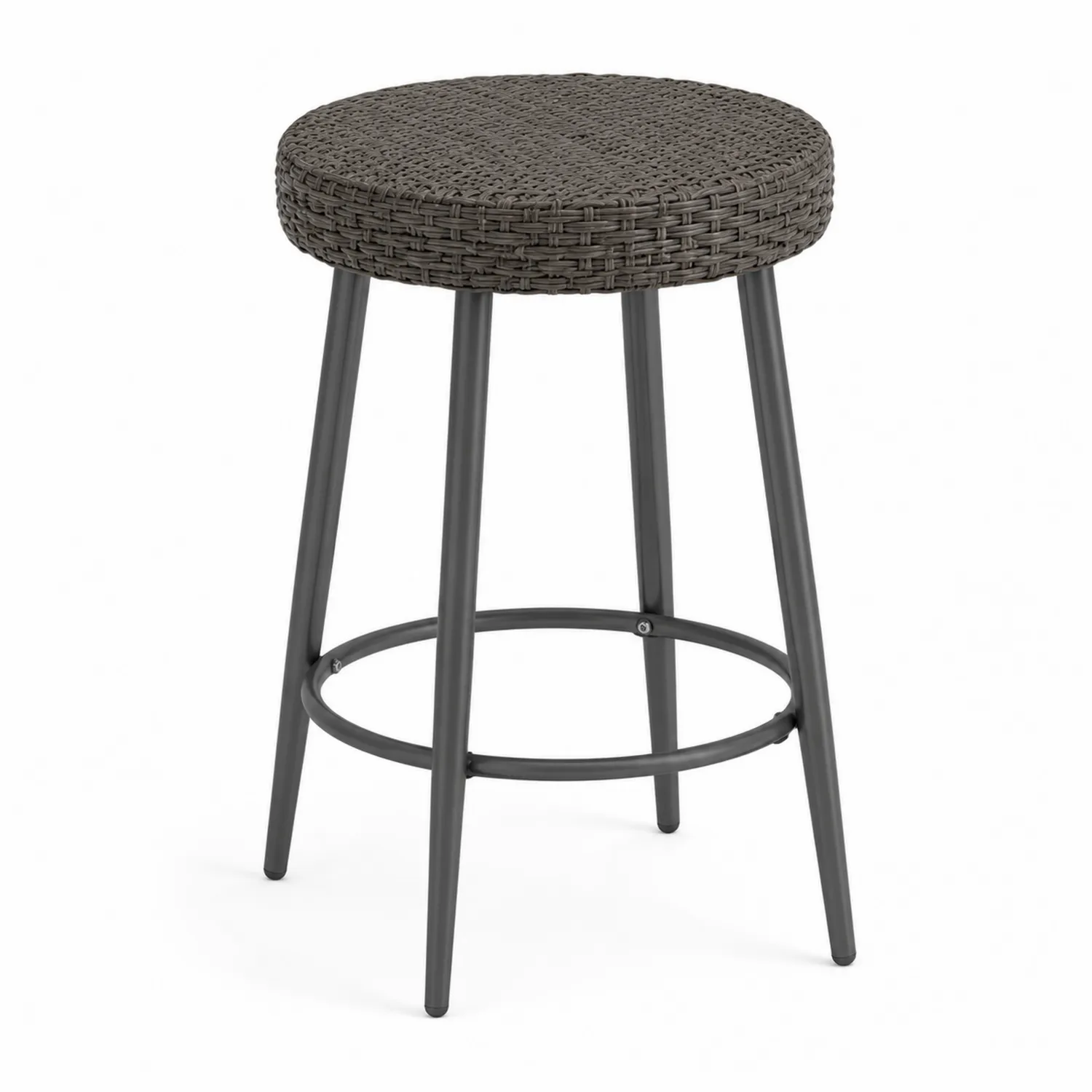 Tabouret de bar en métal et résine tressée Gris