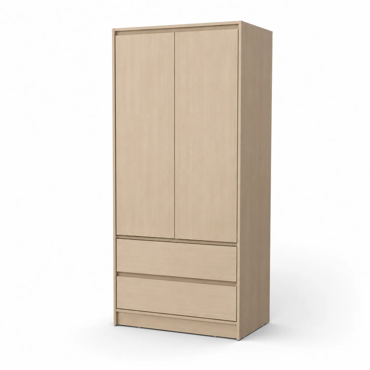 Armoire deux portes et deux tiroirs en bois clair