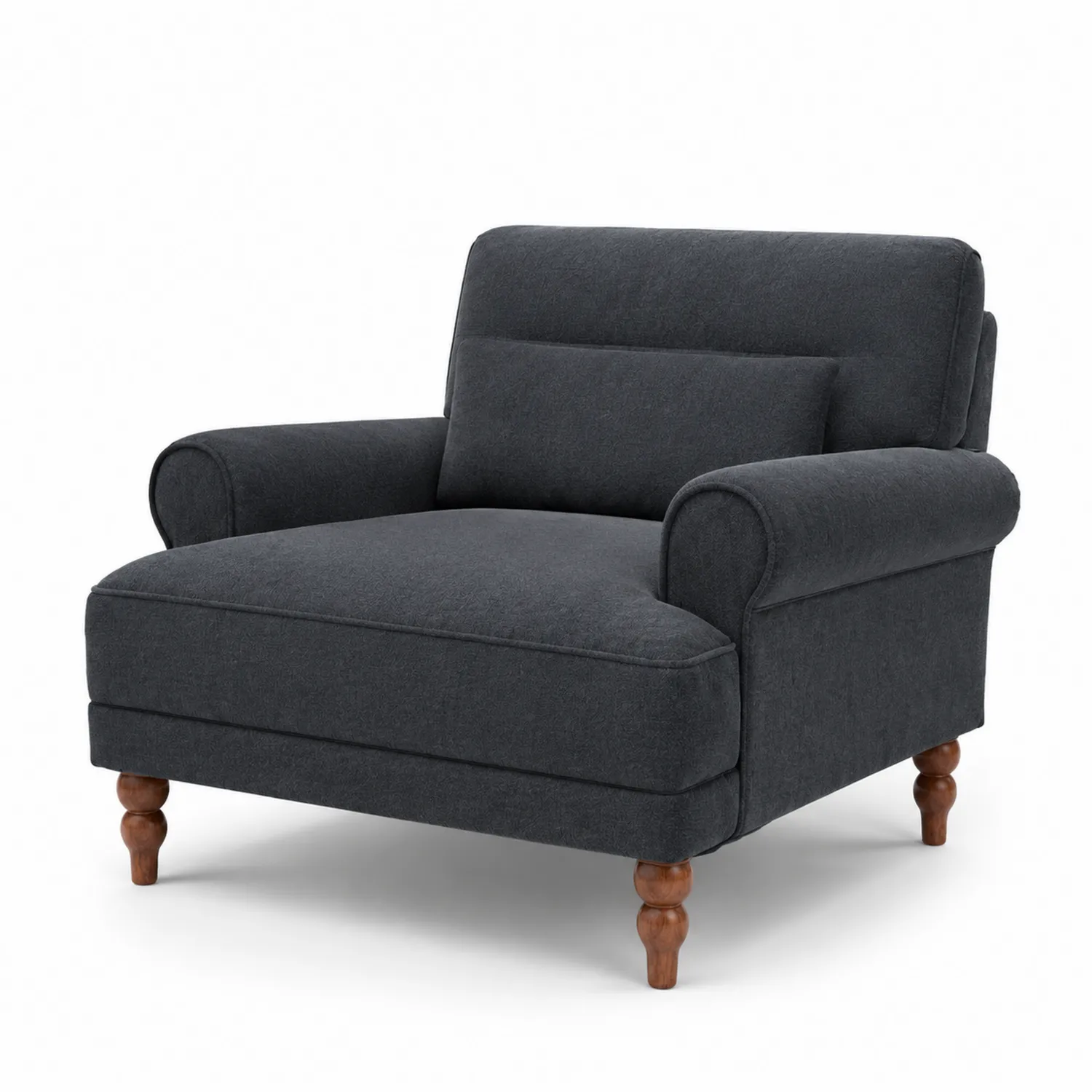 Fauteuil en tissu Gris anthracite avec pieds en bois