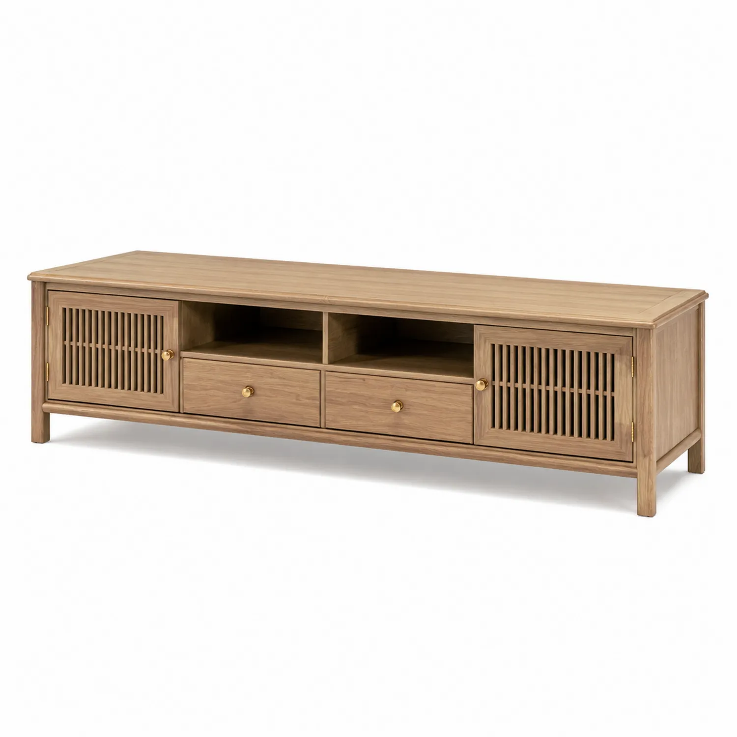 Meuble TV en bois de chêne avec portes et tiroirs 180x40x45 cm