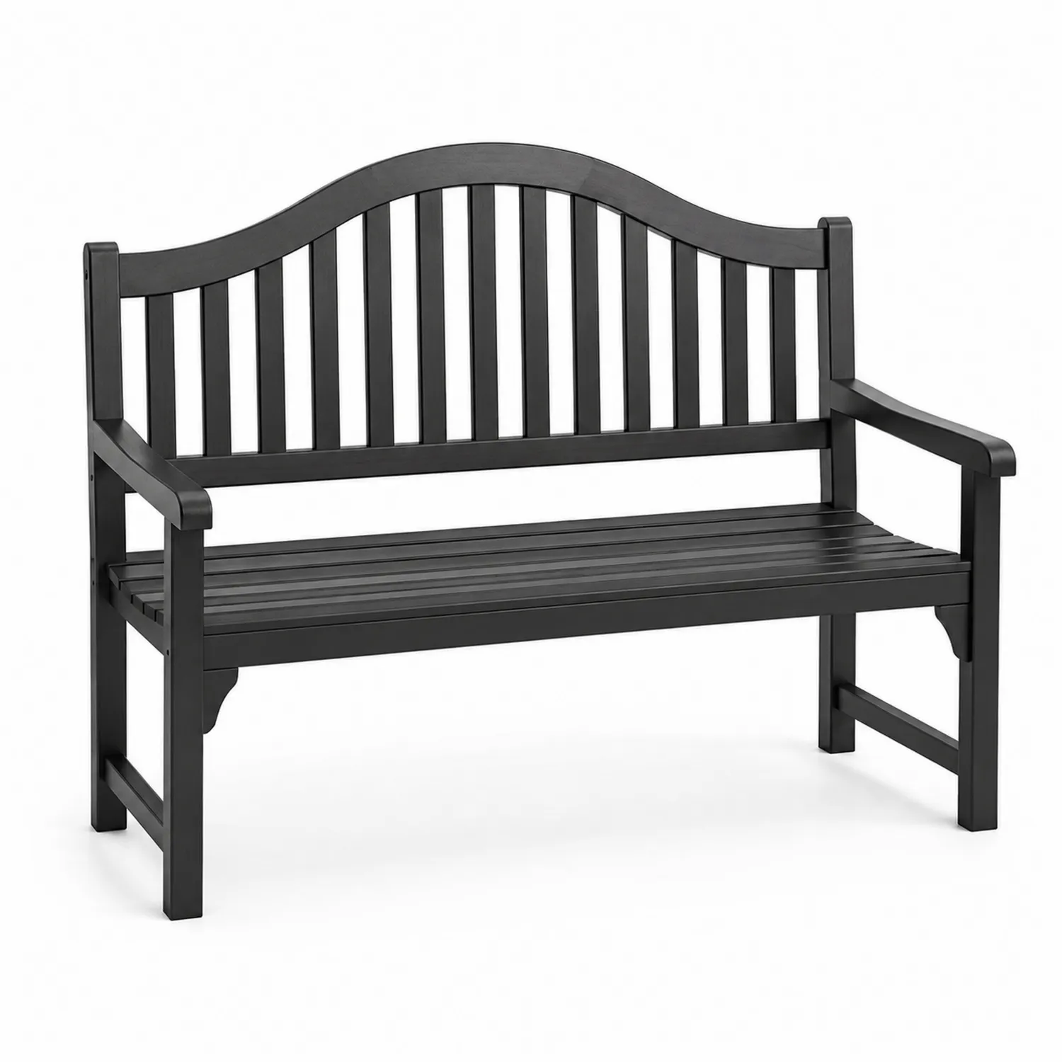 Banc en bois avec dossier courbé noir 150 cm