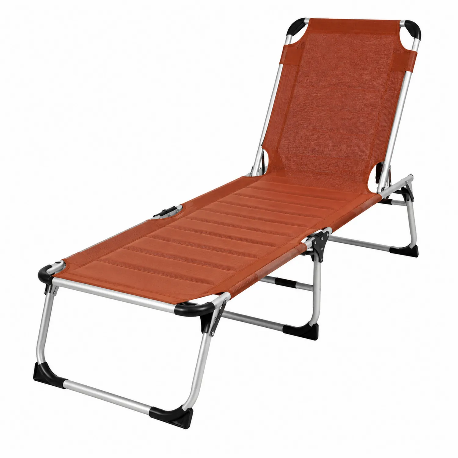 Chaise longue pliante en aluminium et tissu orange
