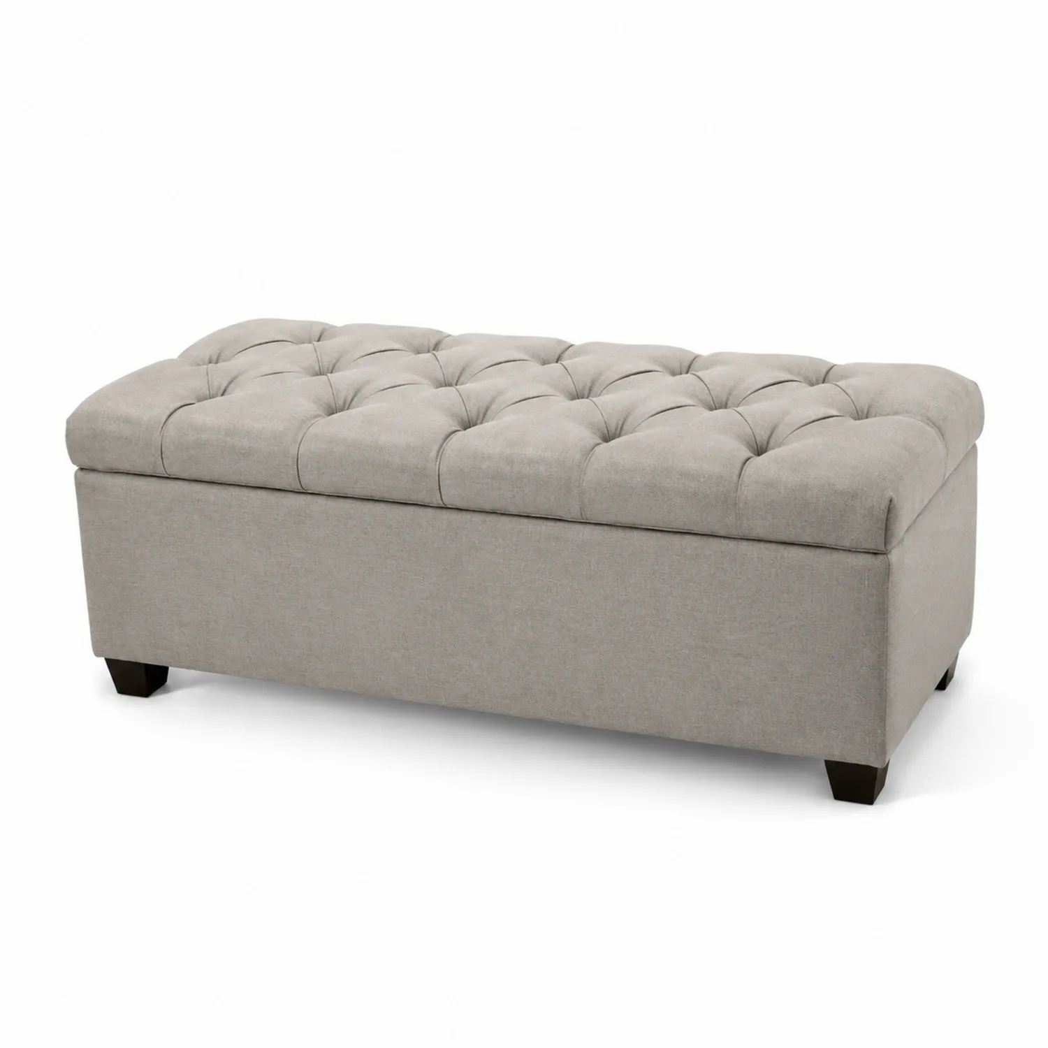Banquette de rangement en polyester avec pieds en bois