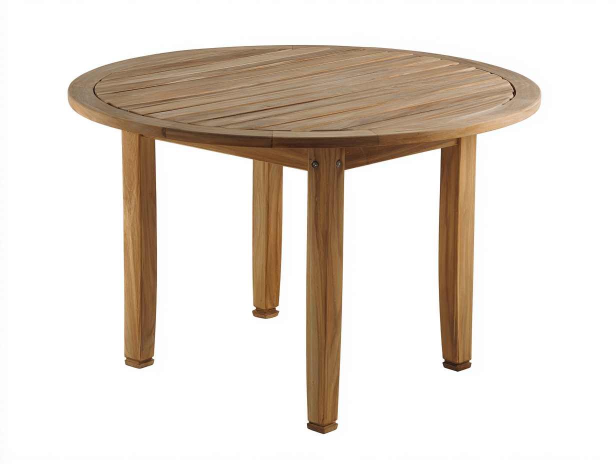 Table de jardin ronde en bois 95x95x75 cm - bois naturel - style moderne ajouré - pour extérieur-Vavaradecor