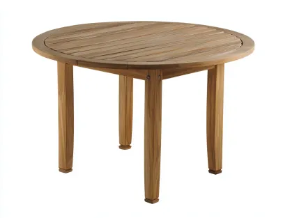 Table de jardin ronde en bois 95x95x75 cm - bois naturel - style moderne ajouré - pour extérieur-Vavaradecor