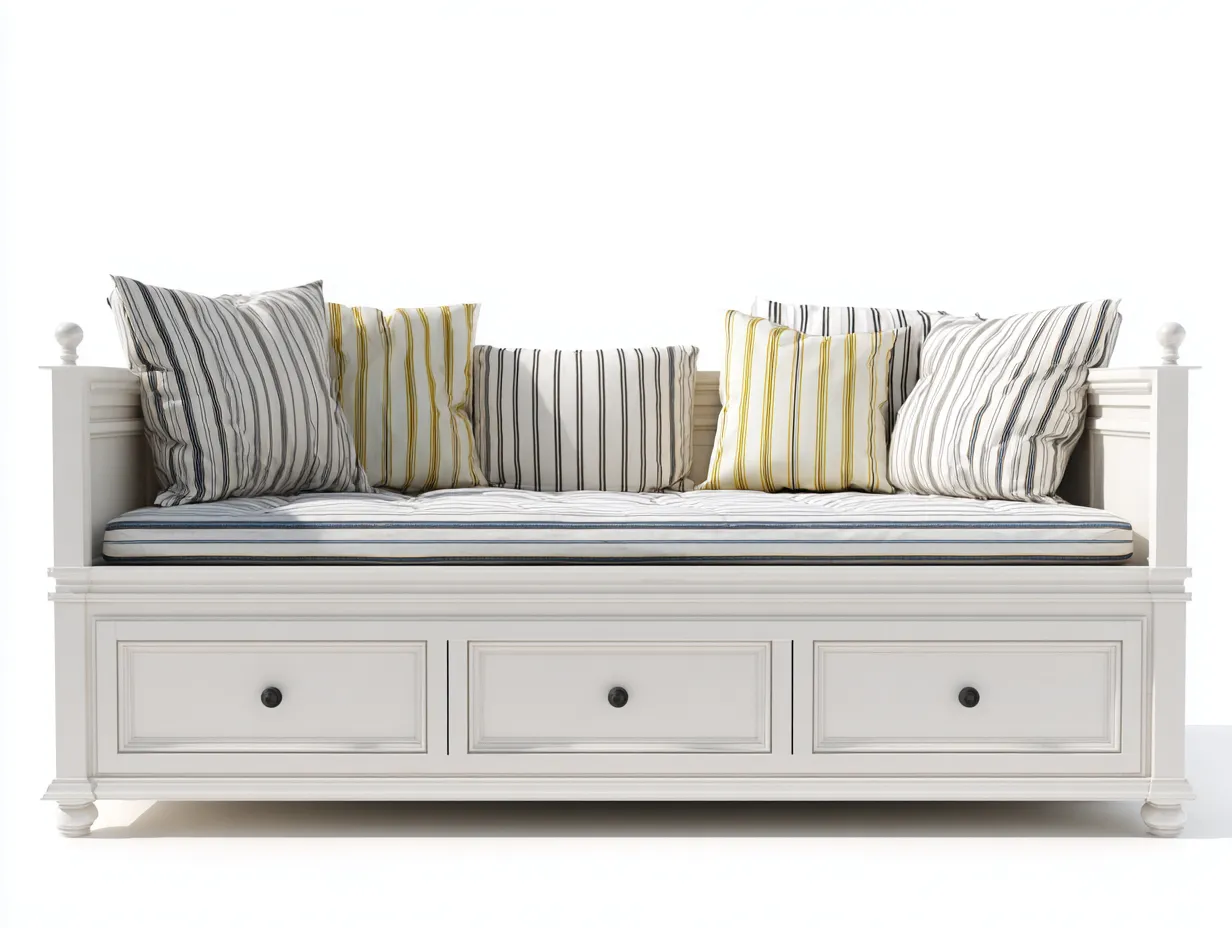 Canapé lit bois avec tiroirs 200x90x75 cm - Blanc - Design classique - Fonction rangement - Adapté à la chambre-Vavaradecor