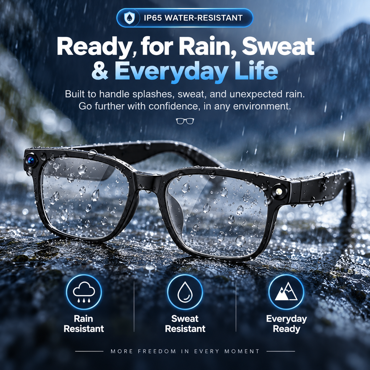 AI Smart Glasses Camera 4K Video Recording Bluetooth Calls Voice Assistant HD