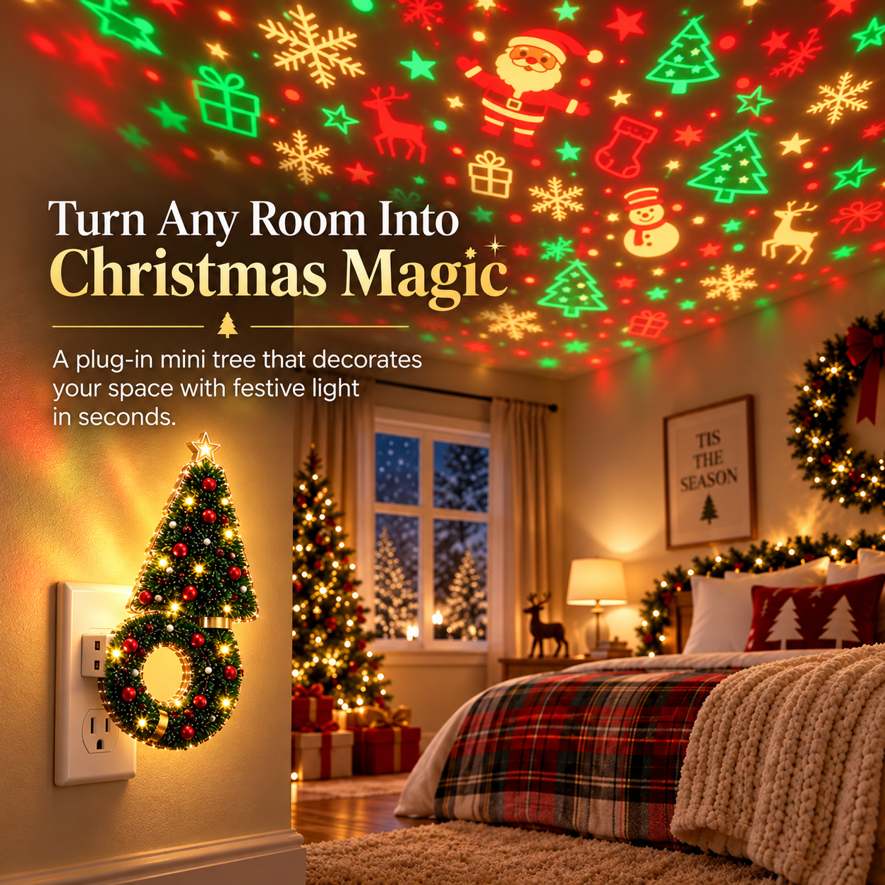 🎄 Christmas Tree Projector Night Light