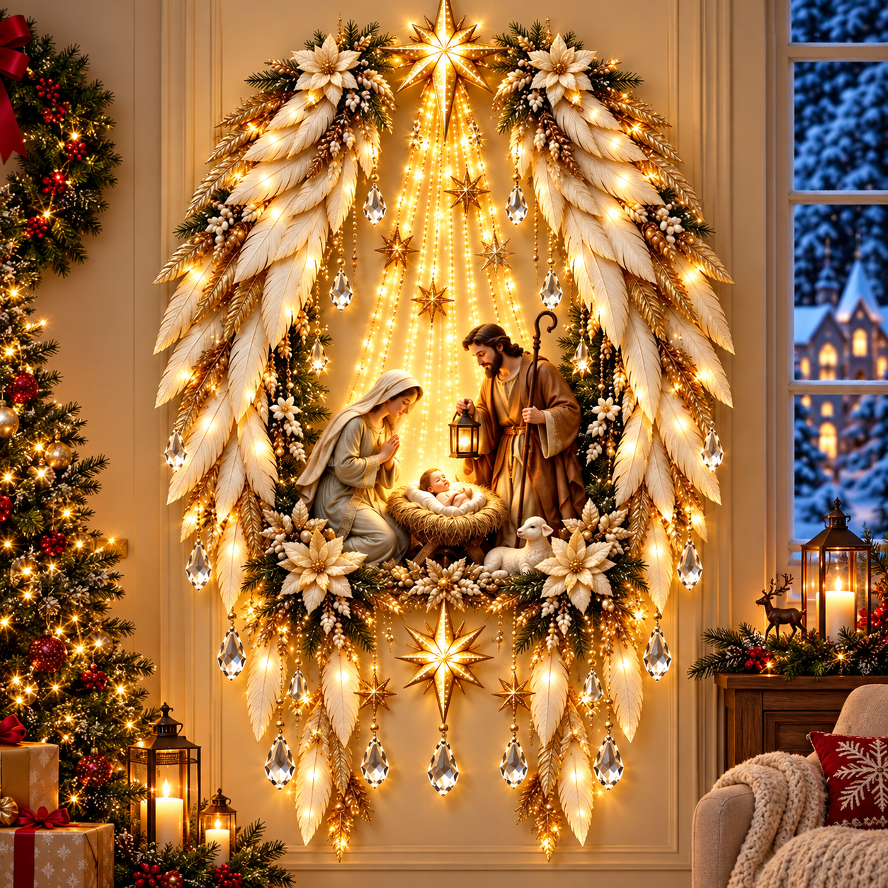 ✨Last Day 49% OFF✨✝️ Bethlehem Star of Faith™ – Lighted Nativity Wall Decor