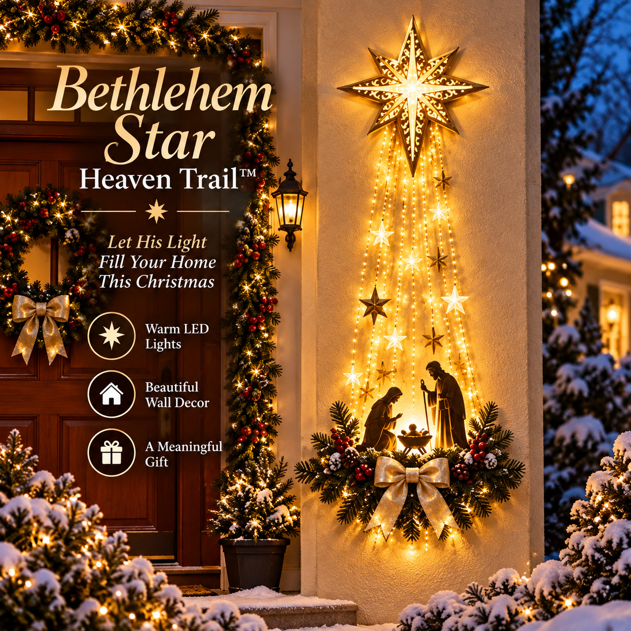 ✨Last Day 49% OFF✨✝️ Bethlehem Star of Faith™ – Lighted Nativity Wall Decor
