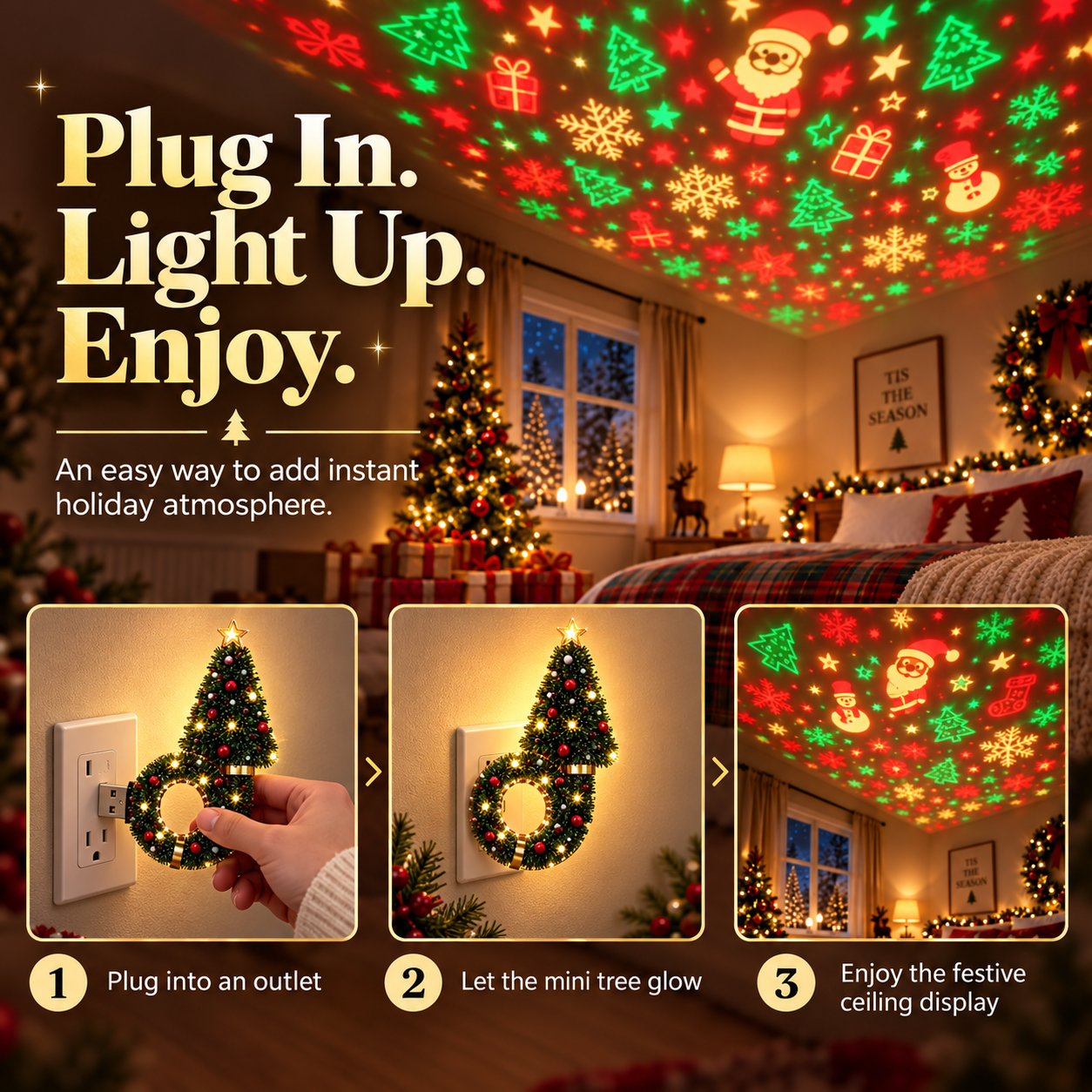 🎄 Christmas Tree Projector Night Light
